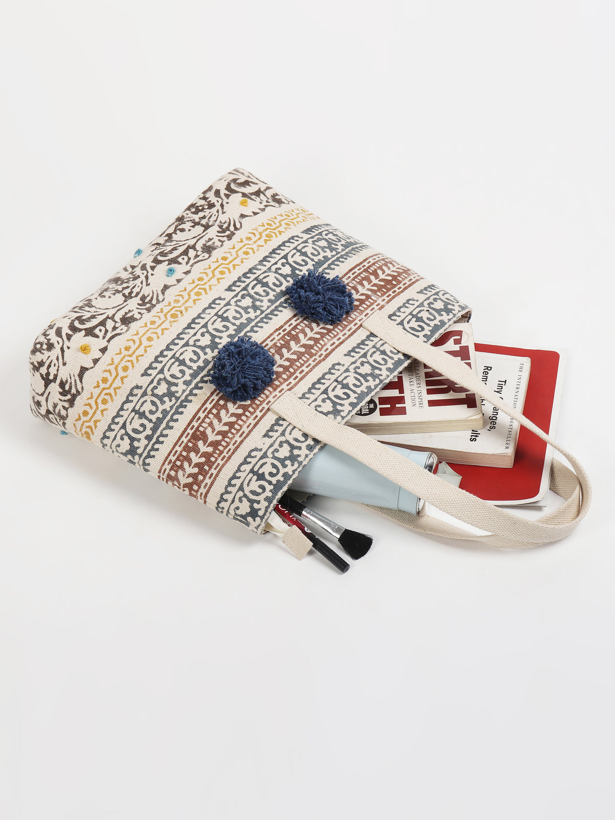 Giant block-printed tote bag alternate view — Art Avenue
