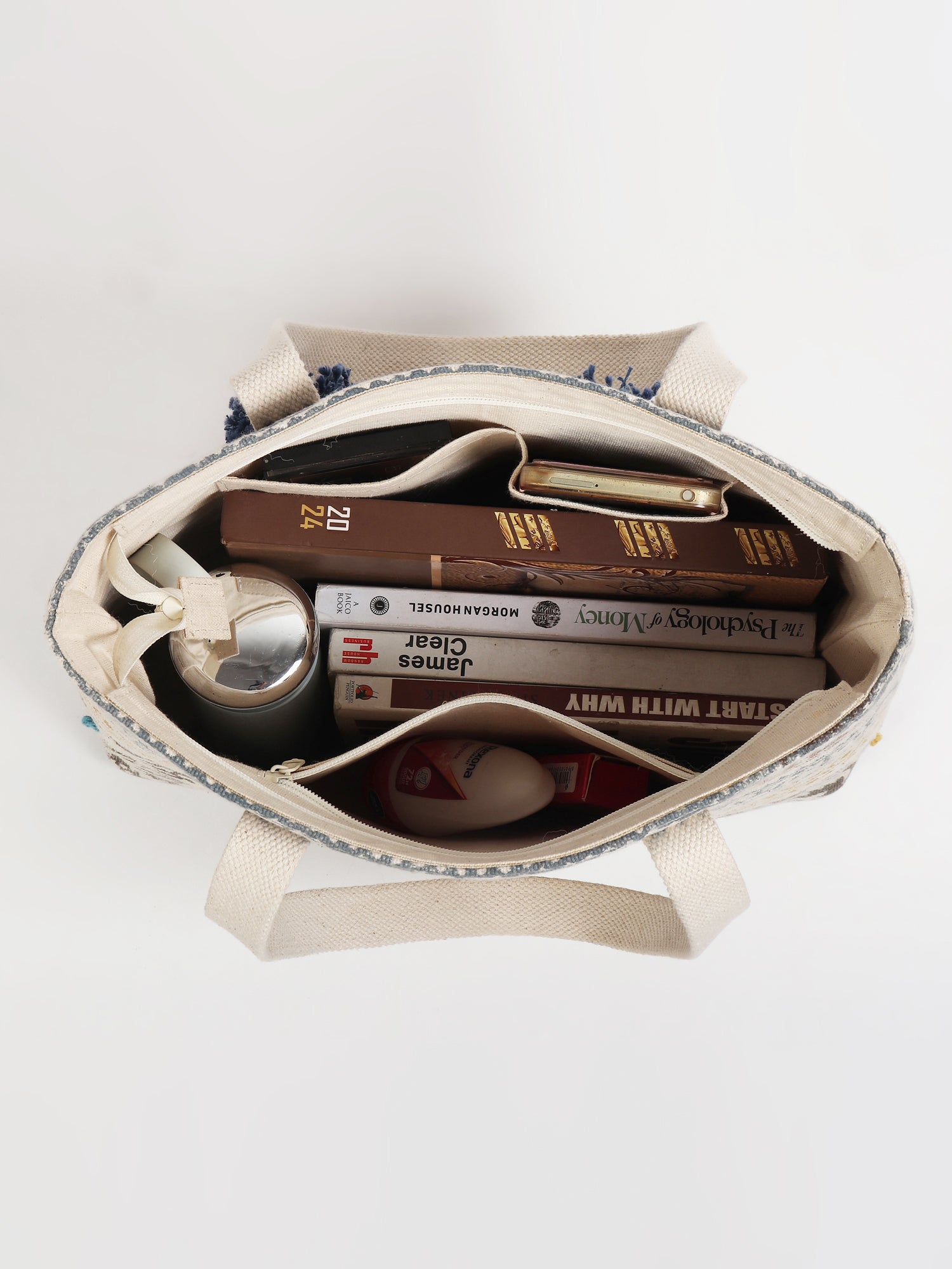 Giant cotton tote bag flat lay — Art Avenue