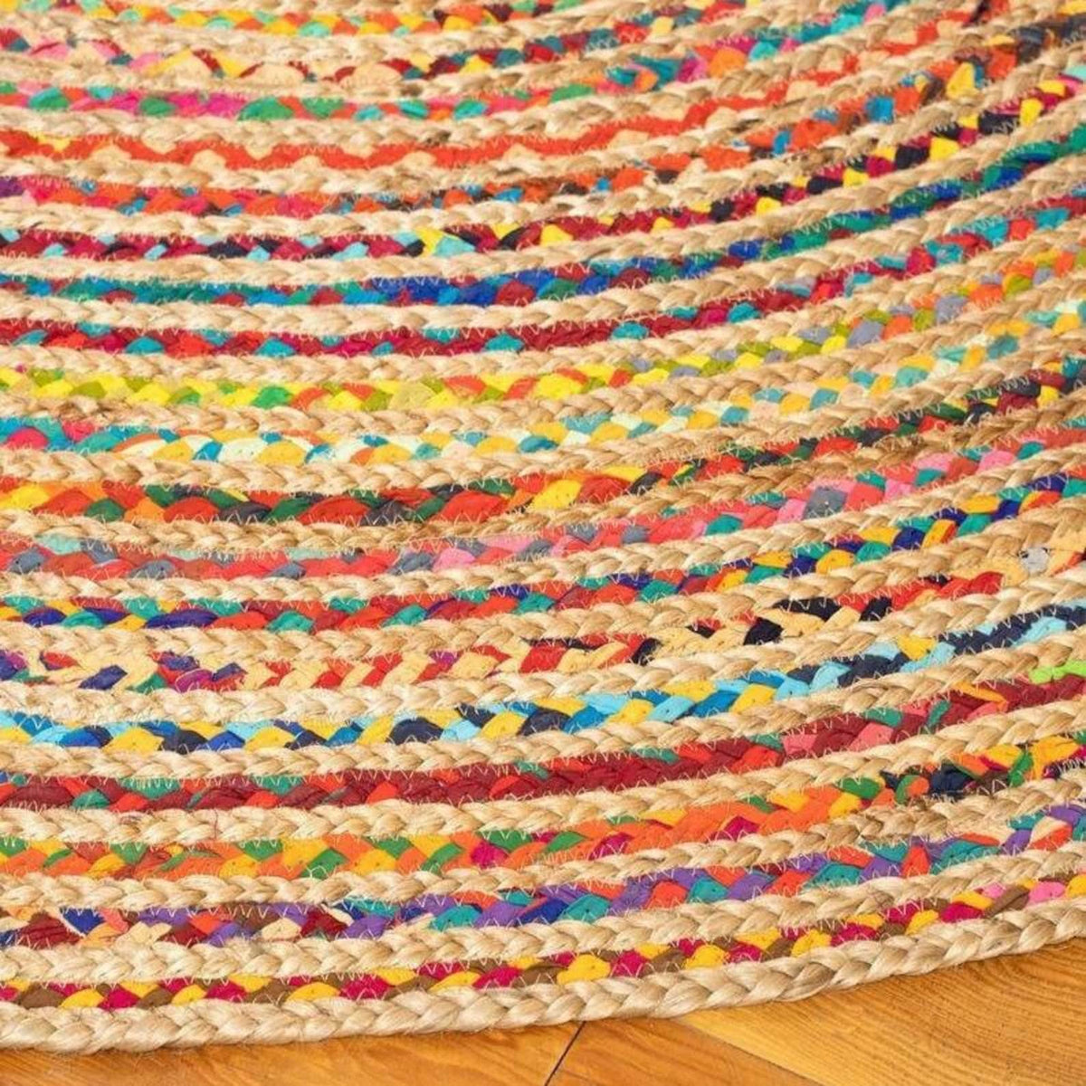 Belezza Round Braided Jute & Chindi Rug