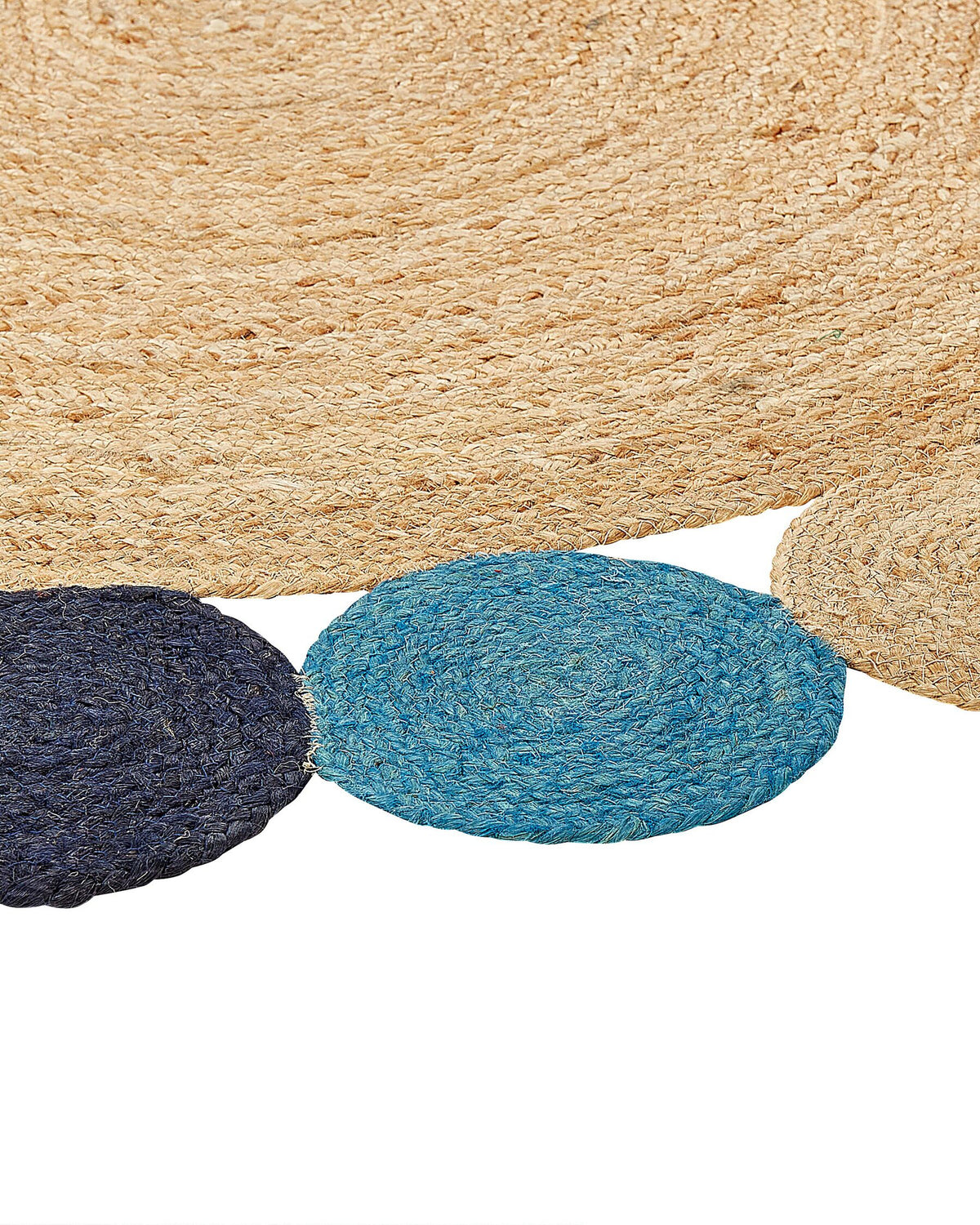 Duster braided jute rug navy and beige — Art Avenue India