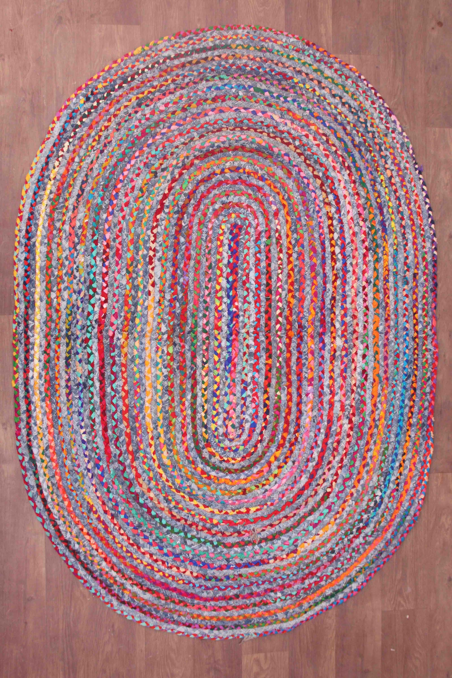 SERENA - BRAIDED DENIM CHINDI RUG - OVAL - ART AVENUE
