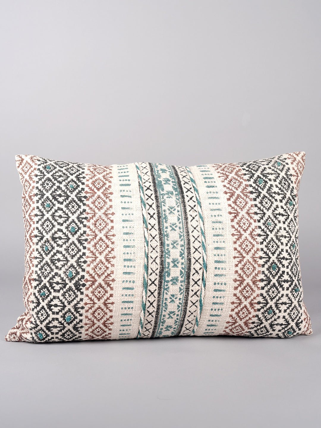 OBSIDIAN - BLOCK PRINTED LUMBAR CUSHION COVER - ART AVENUE