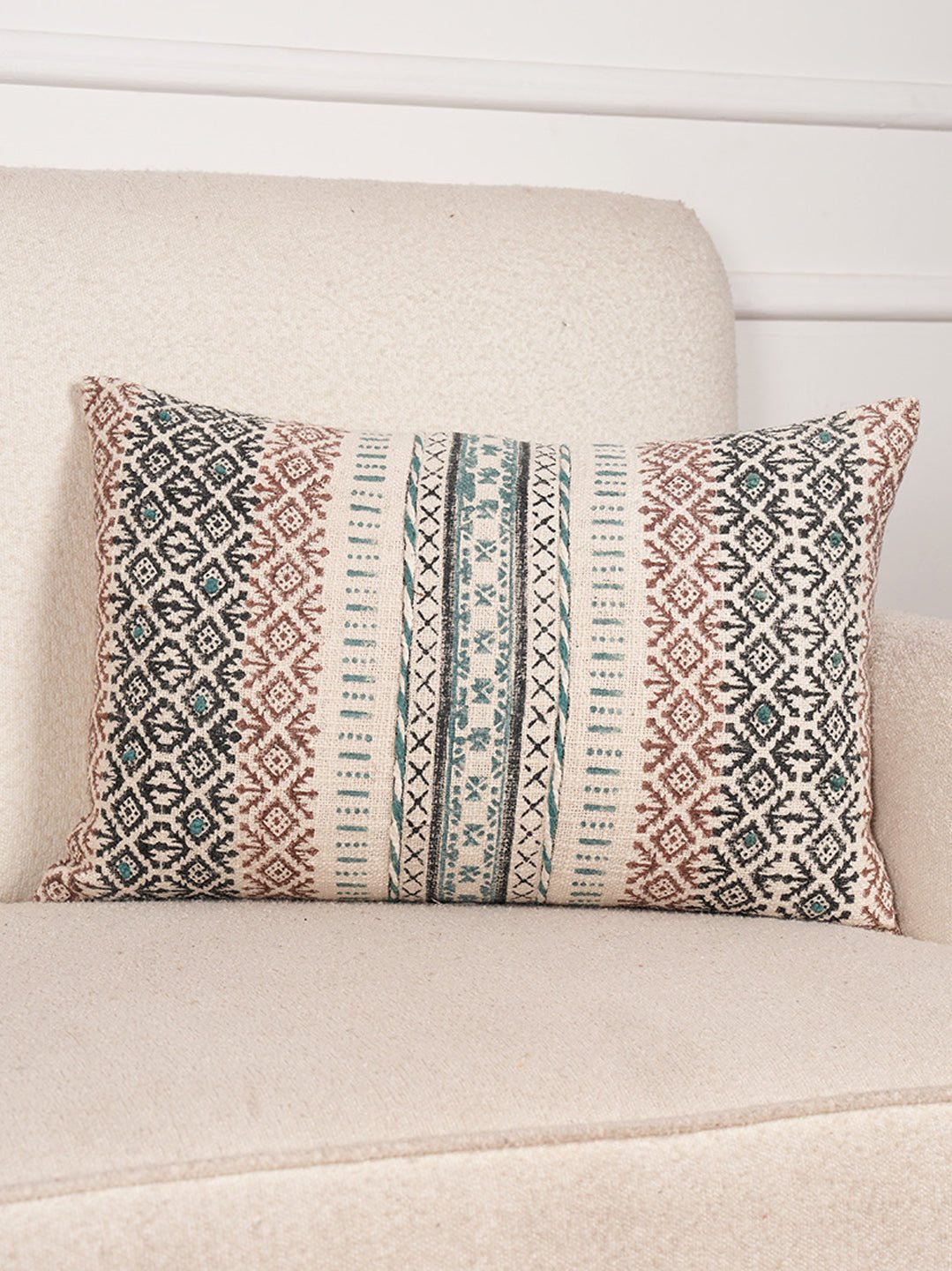 OBSIDIAN - BLOCK PRINTED LUMBAR CUSHION COVER - ART AVENUE