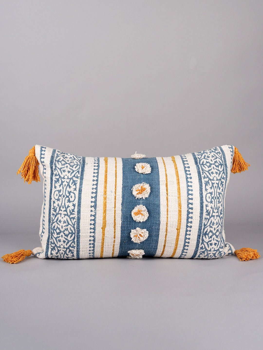 CLEMATIS - BLOCK PRINTED LUMBAR CUSHION COVER - ART AVENUE