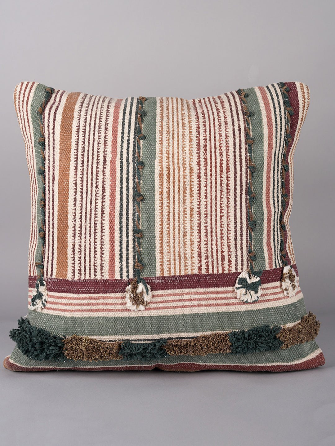 LINEAR TUFTED ELEGANCE - BLOCK PRINTED SQAURE CUSHION COVER - ART AVENUE