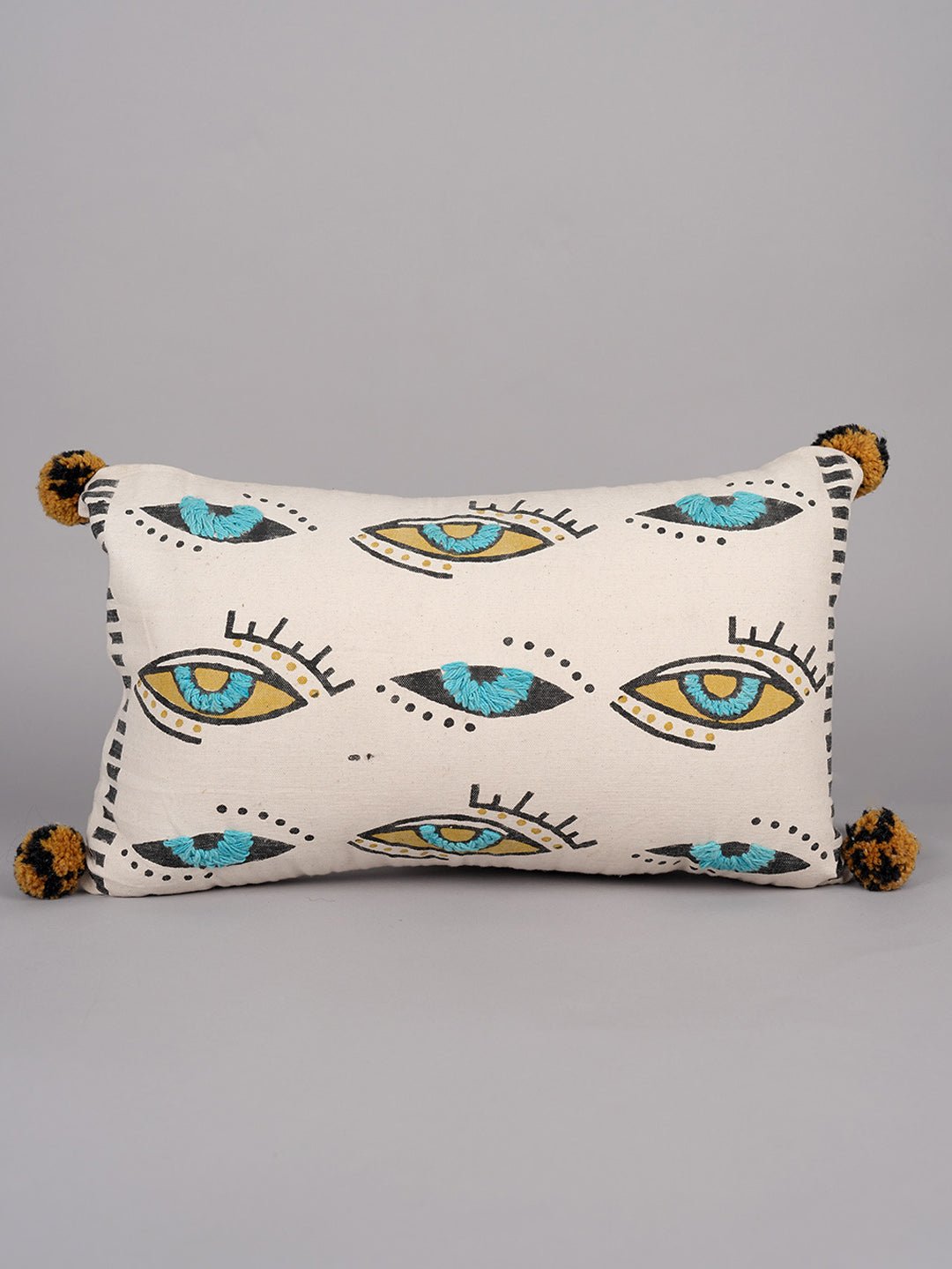 EYE OF SUNSHINE - BLOCK PRINTED LUMBAR CUSHION COVER - ART AVENUE