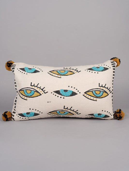 EYE OF SUNSHINE - BLOCK PRINTED LUMBAR CUSHION COVER - ART AVENUE