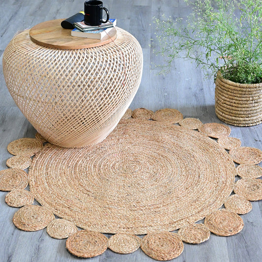 Denver round braided jute rug — handmade in Jaipur