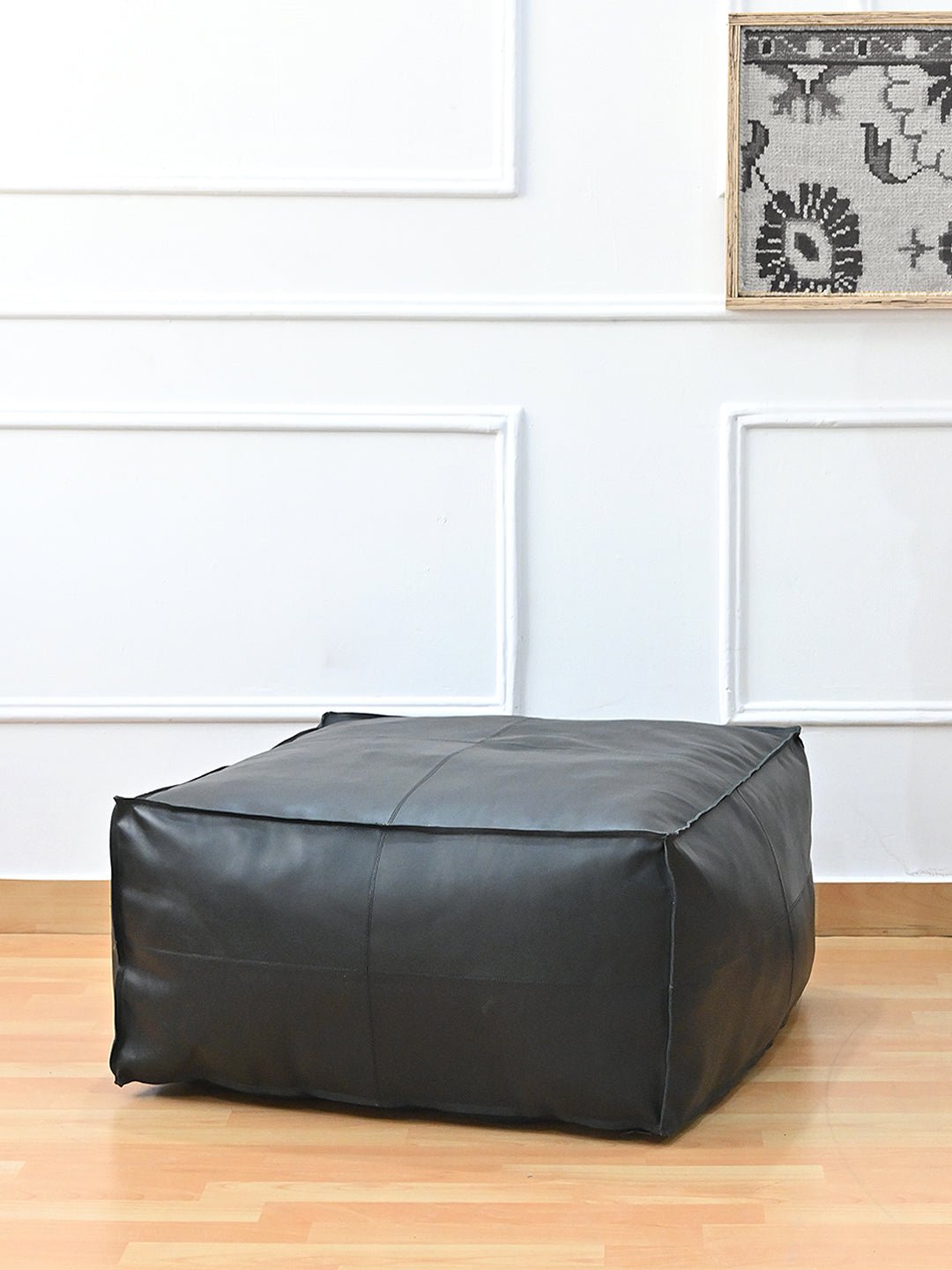 HARPER- CUBICAL LEATHER POUF - ART AVENUE