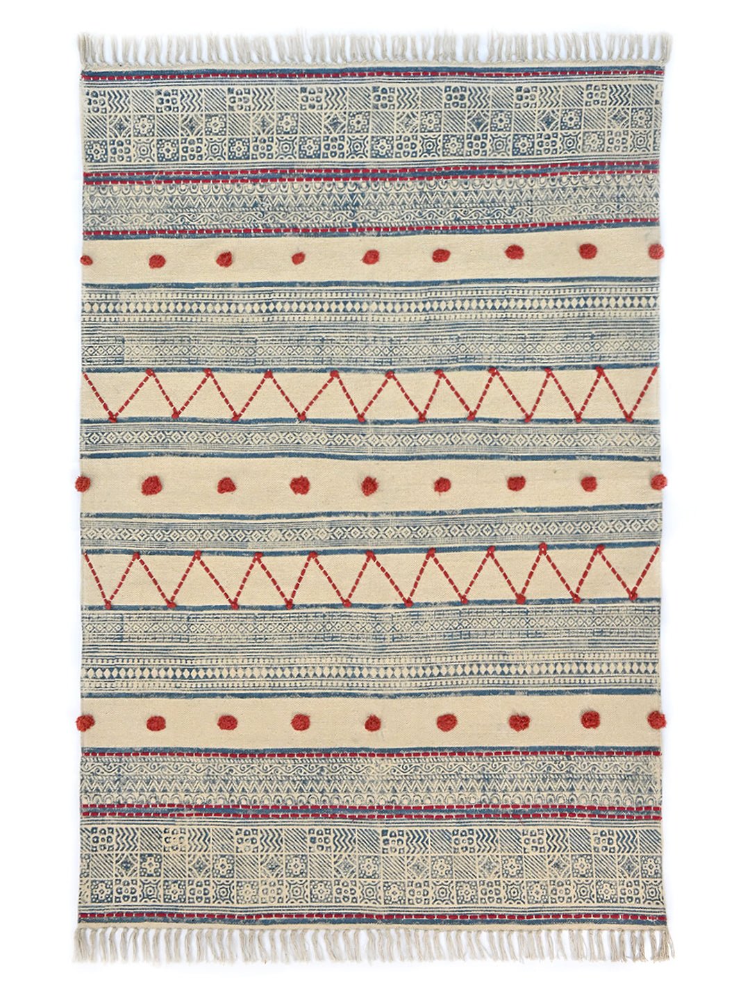 Title block-printed rug — handmade in Jaipur