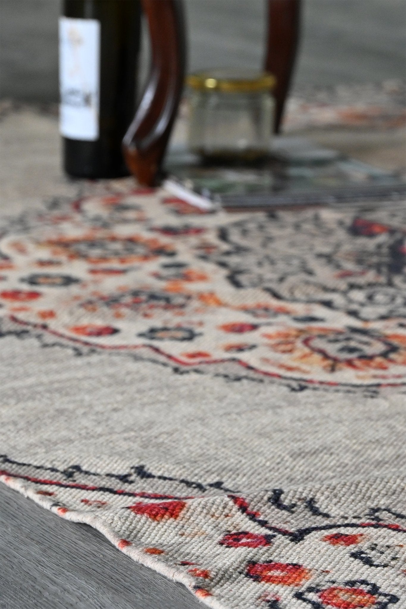 Ophilia block-printed rug room setting — Art Avenue India