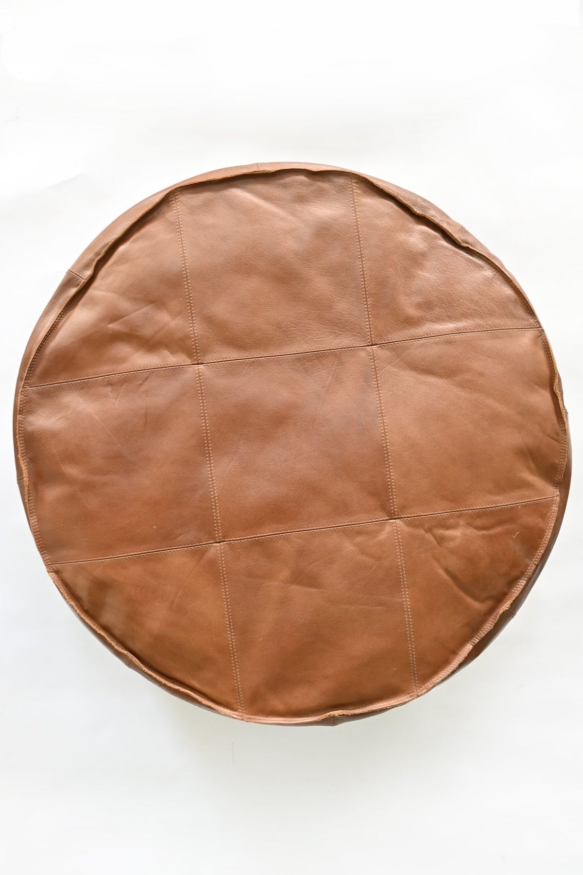 ALASKA- CIRCULAR LEATHER POUF - ART AVENUE