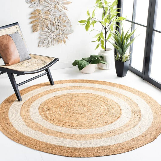 Raymonde round braided jute rug — handwoven in Jaipur