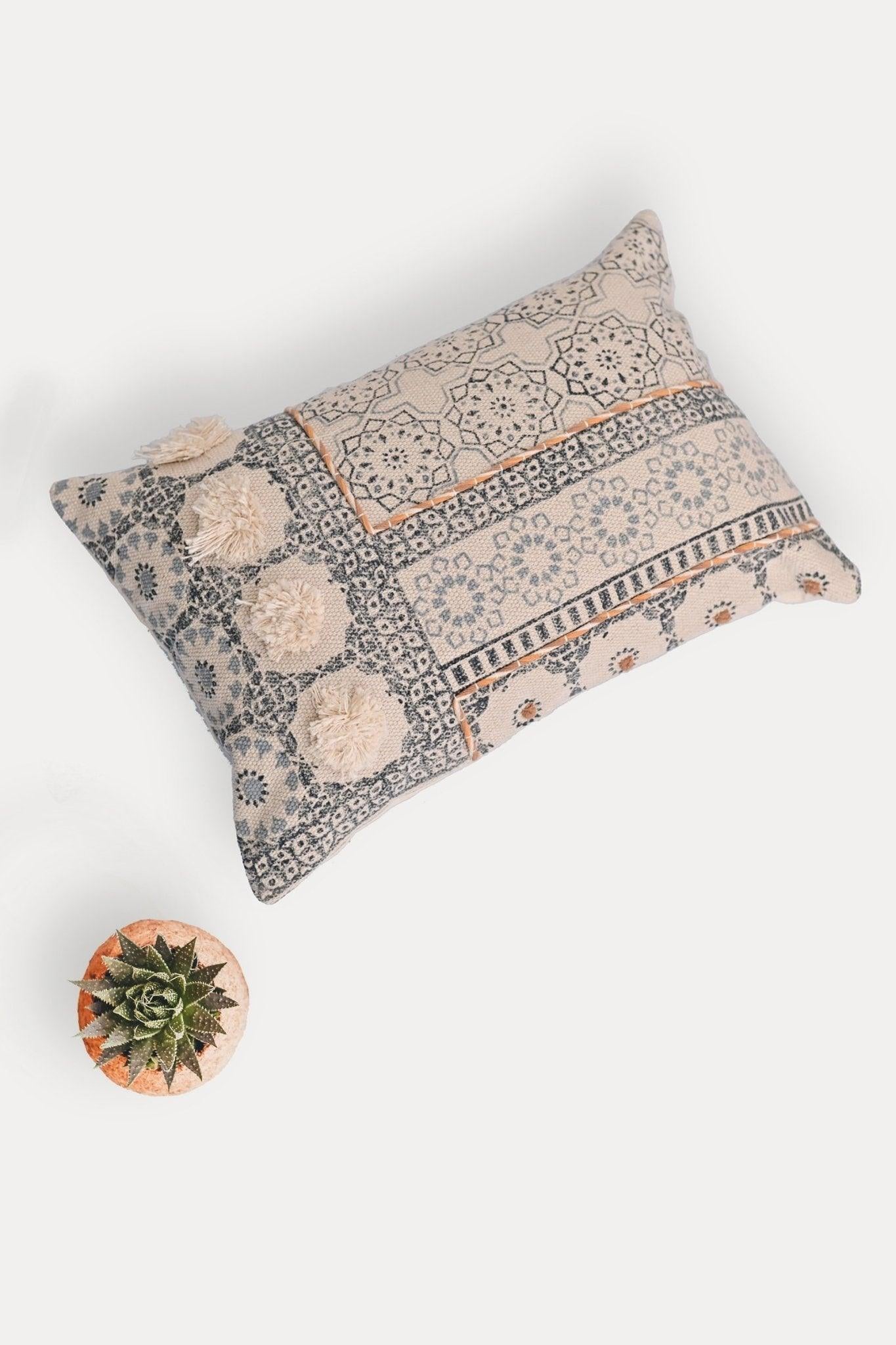 AGATHA - LUMBAR CUSHION COVER - BLUE - ART AVENUE