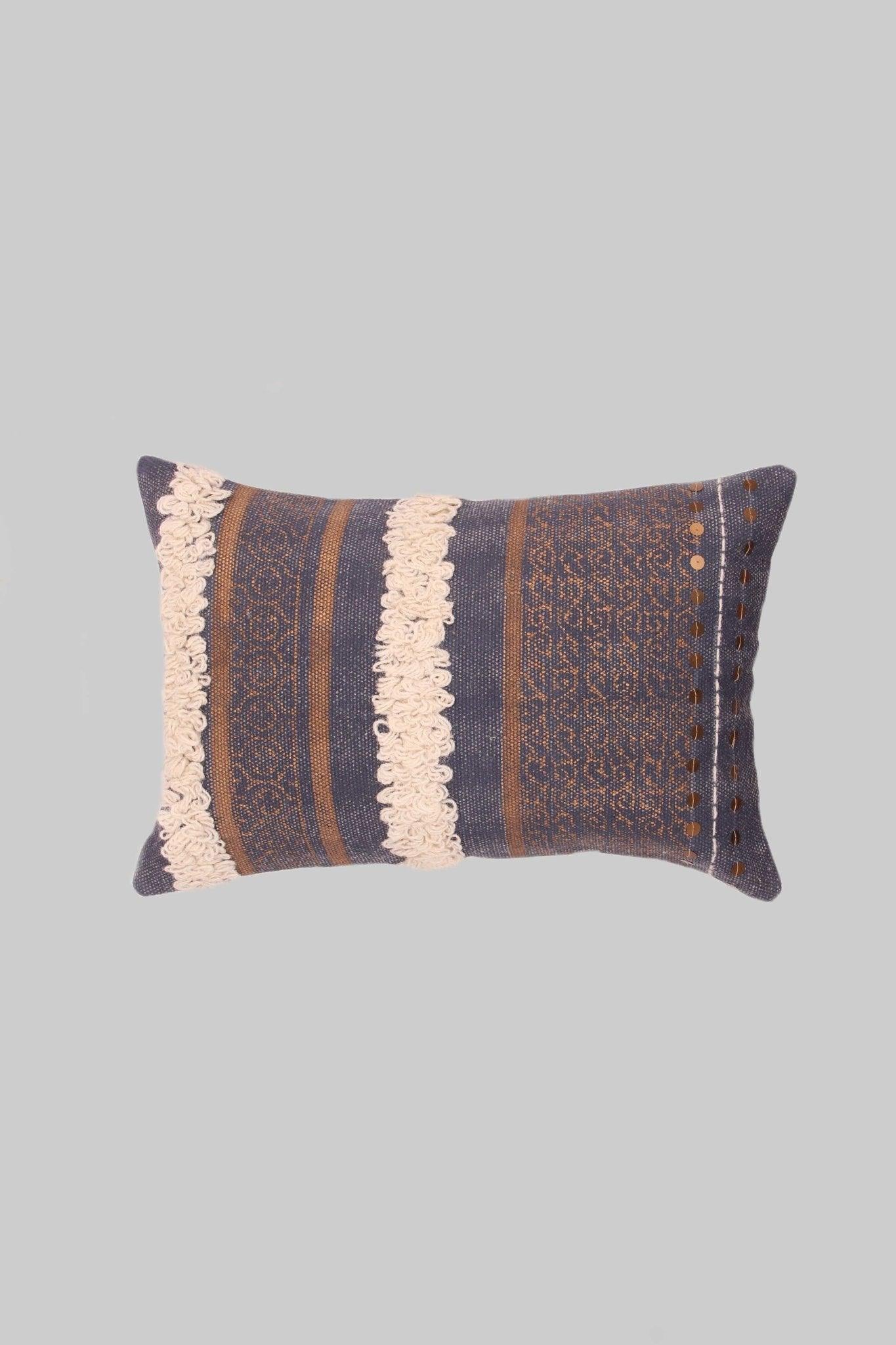 Sequin shaggy lumbar cushion on sofa — Art Avenue