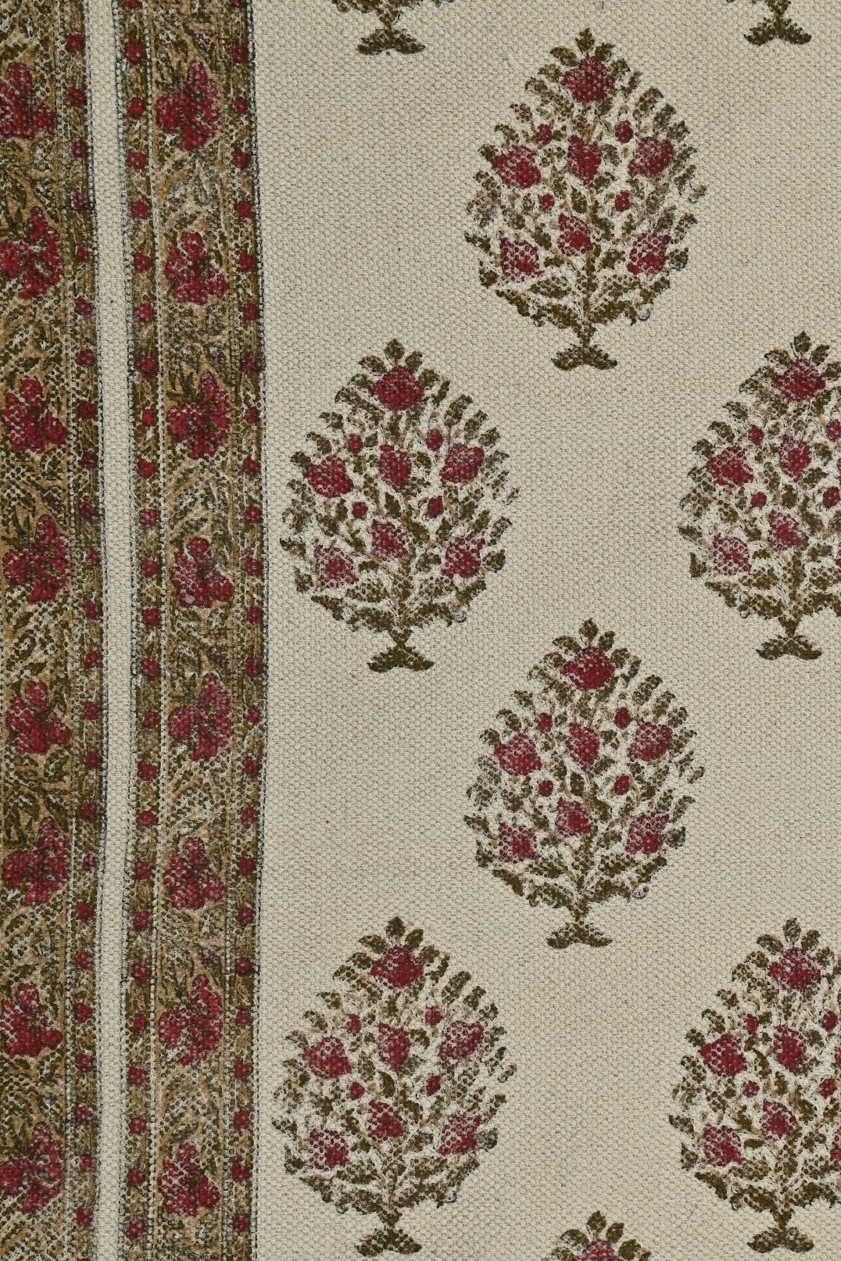 Autumn Block-Printed Cotton Dhurrie Rug — overhead view — Art Avenue