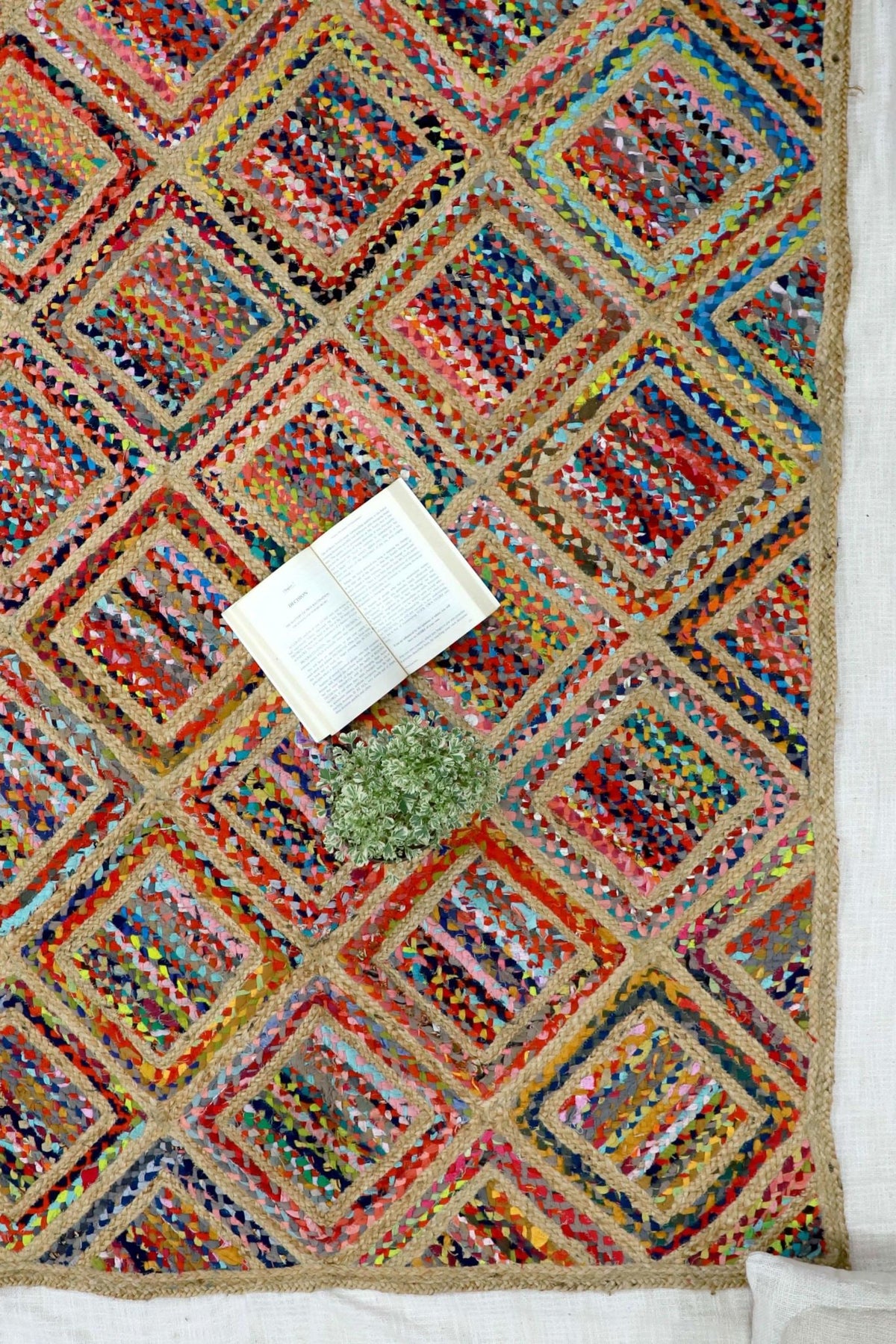 Azure braided chindi rug — handmade in Jaipur