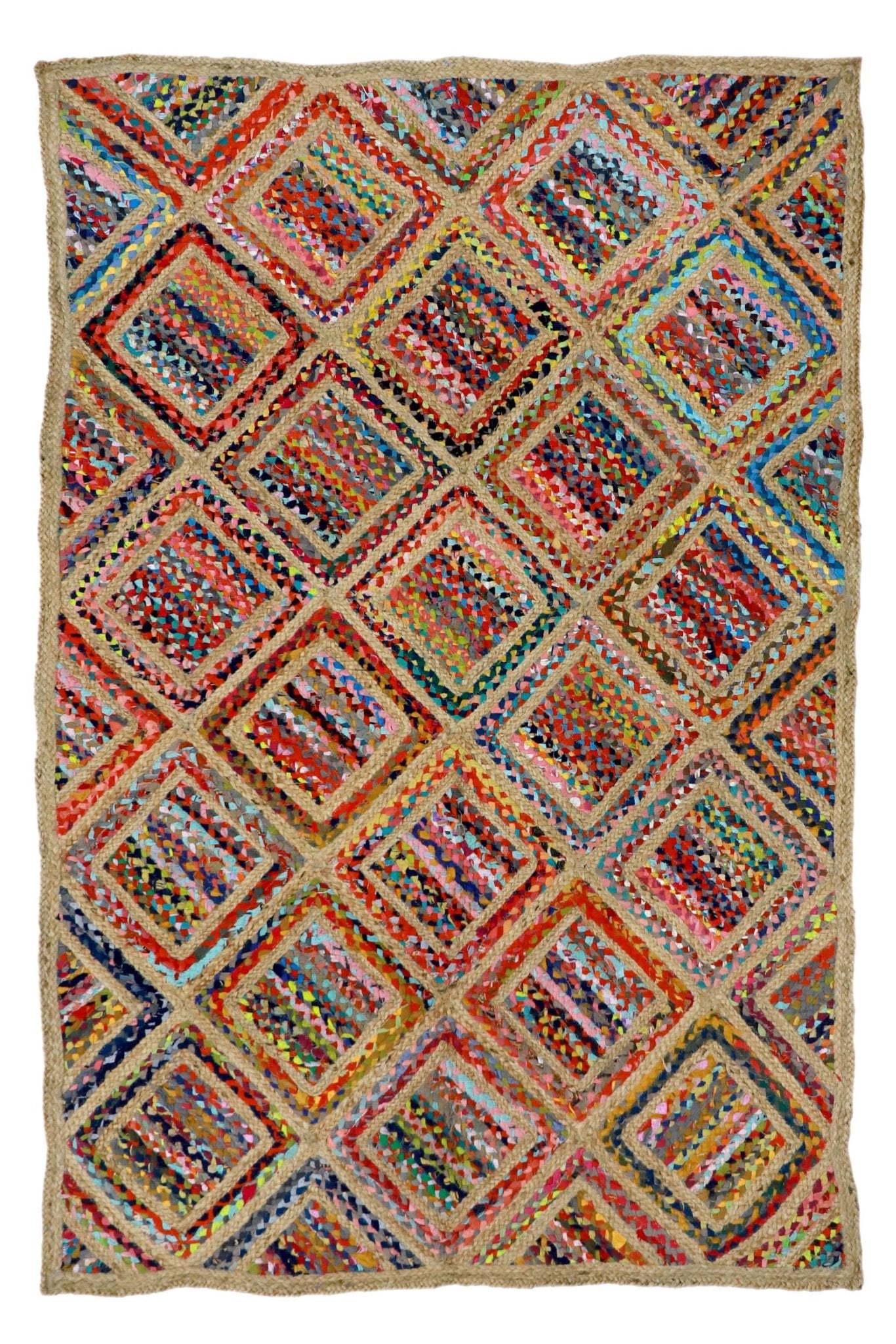 Azure braided chindi rug room setting — Art Avenue India
