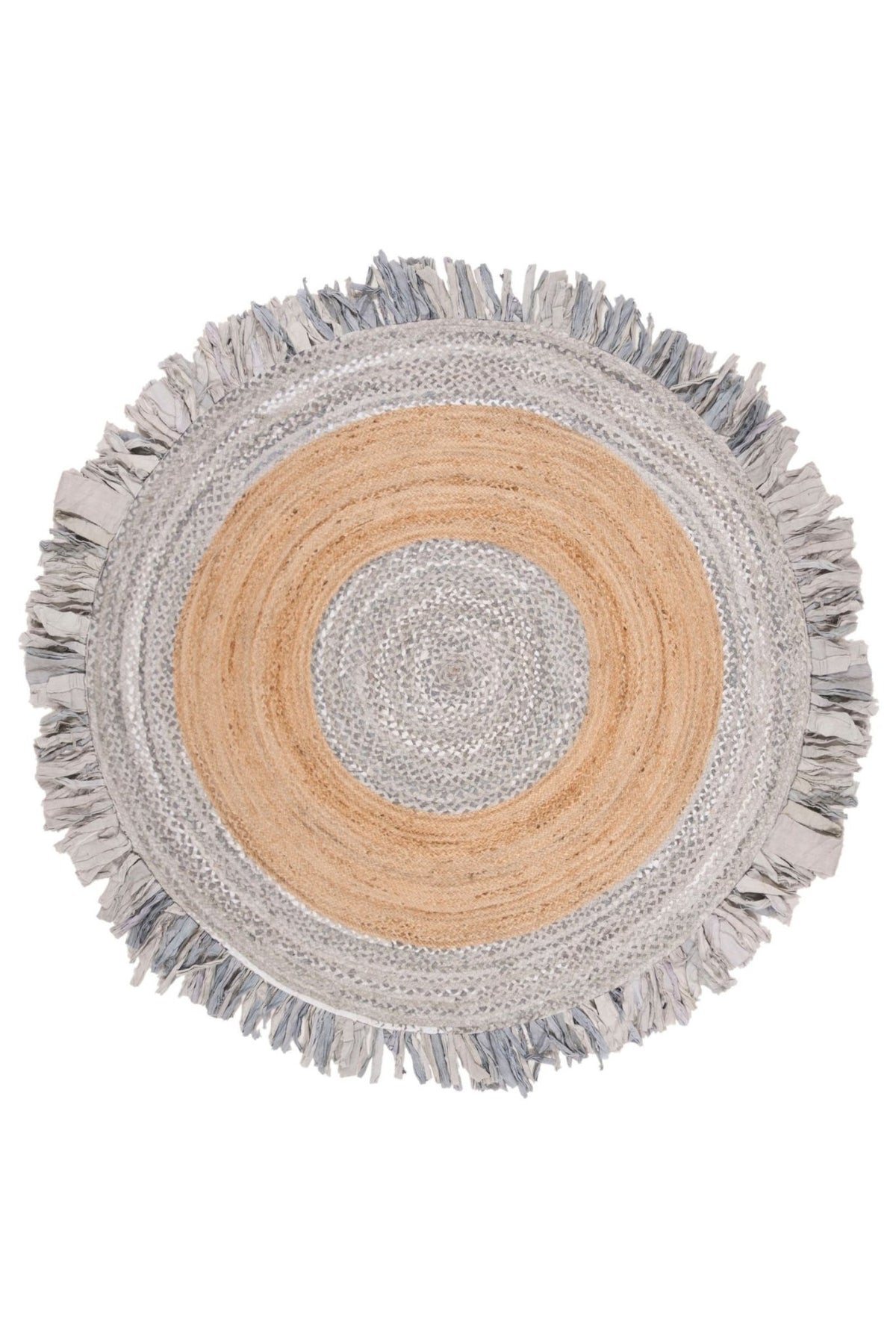 Begonia round braided jute rug — handmade in Jaipur