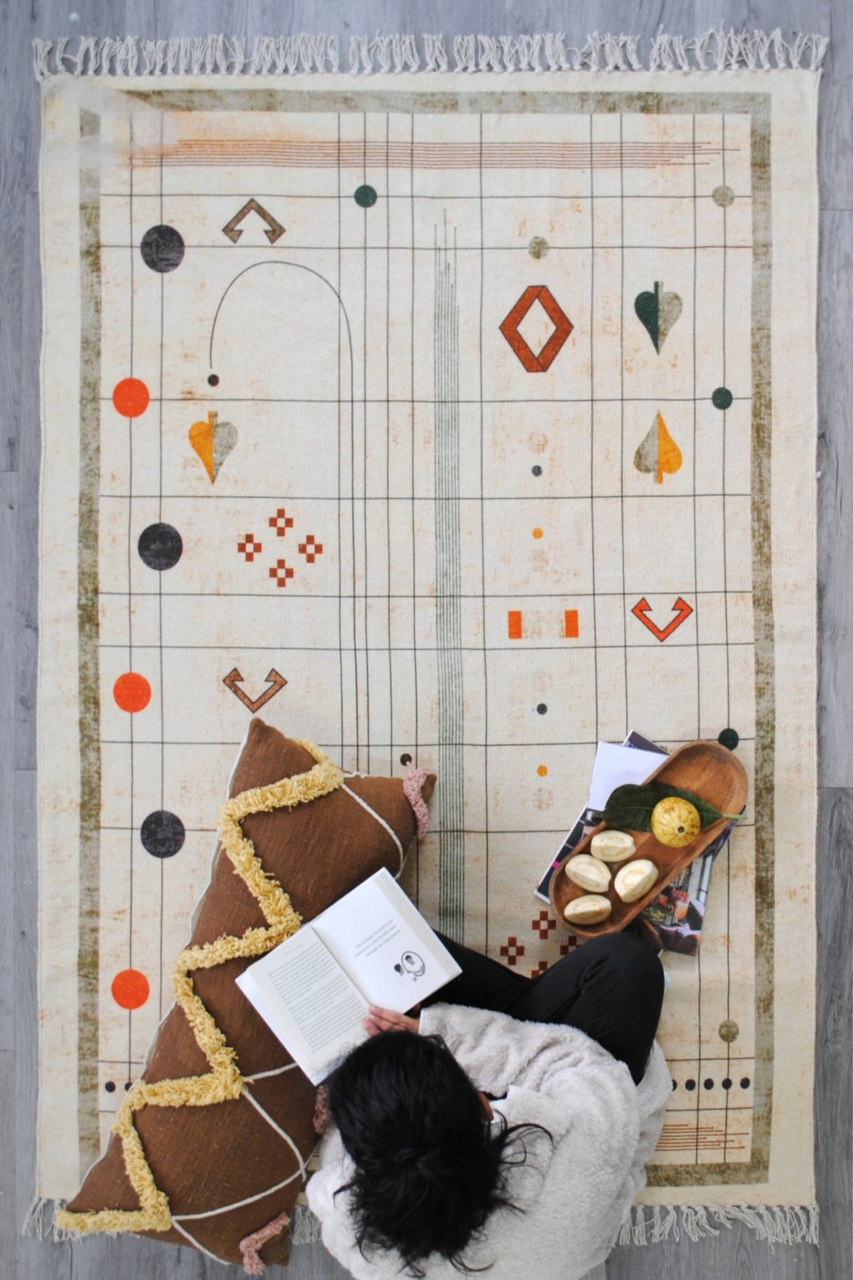Betula block-printed rug — handmade in Jaipur
