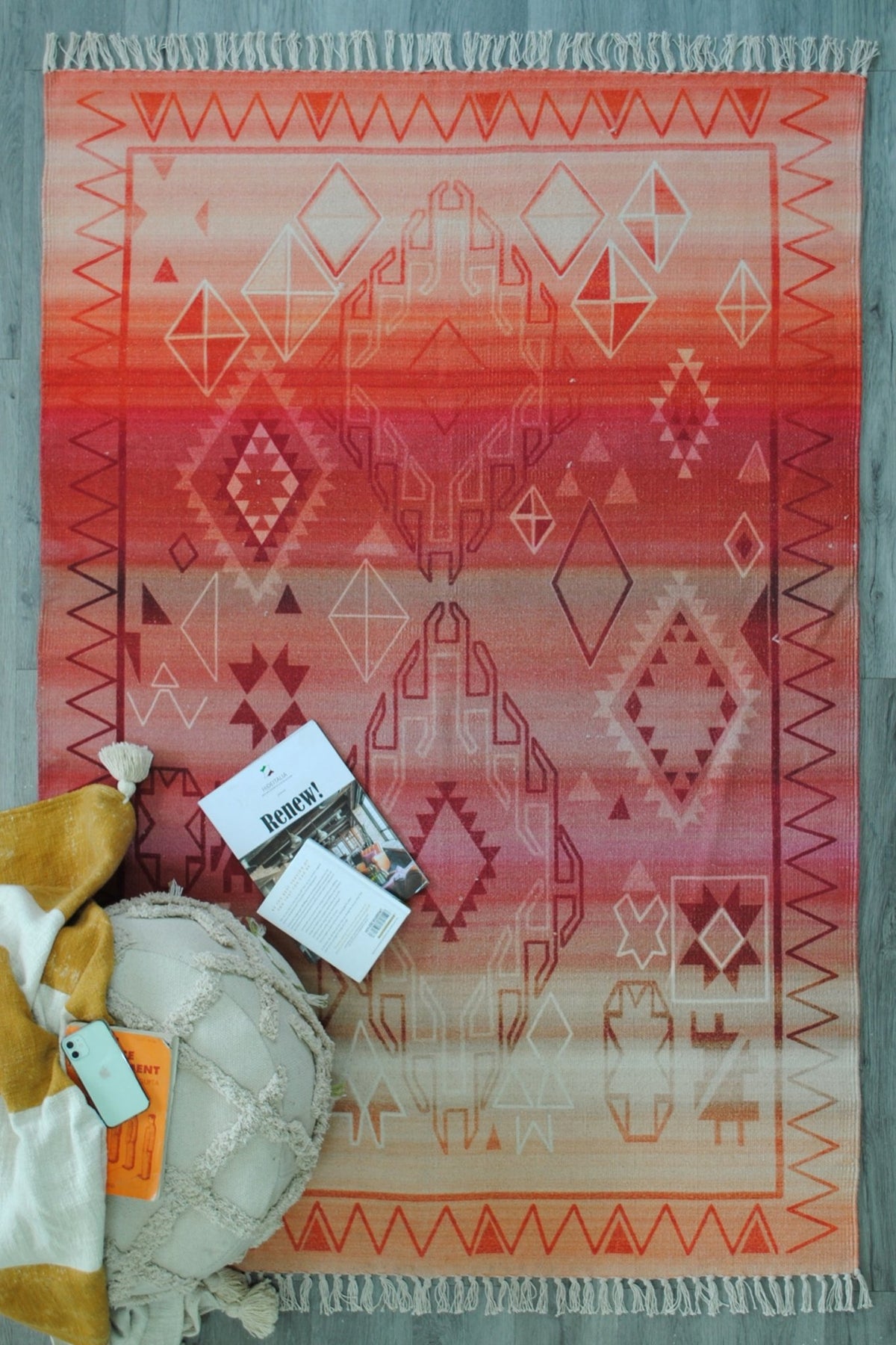Calanthe block-printed rug — handmade in Jaipur