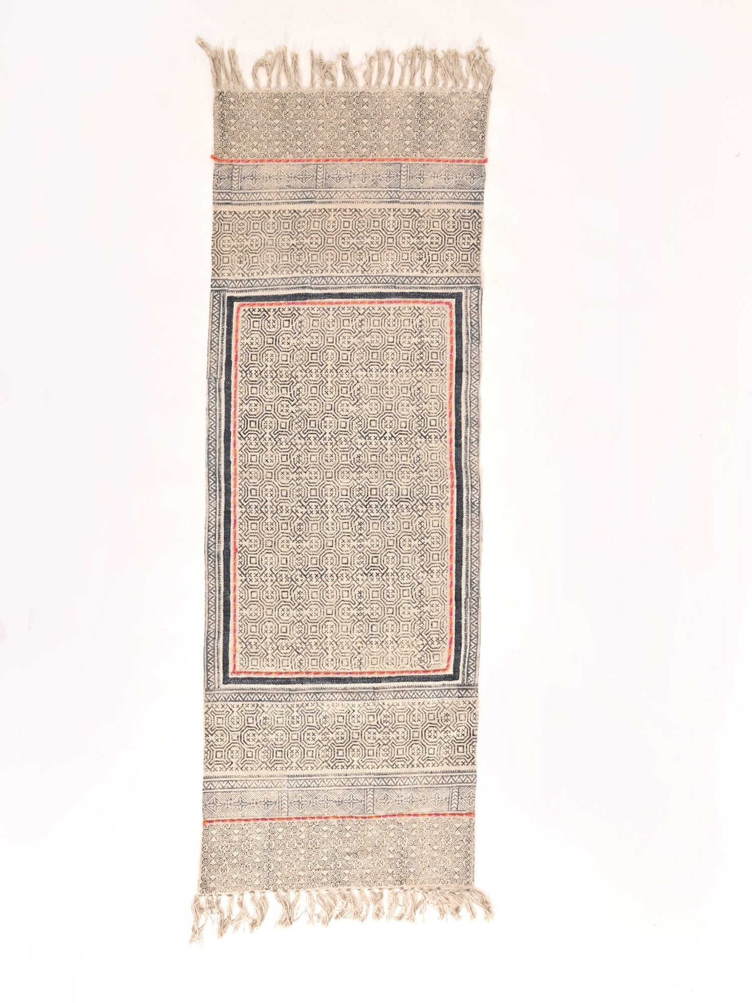 CYRILO-BLOCK PRINTED FLOOR RUNNER - WHITE - ART AVENUE