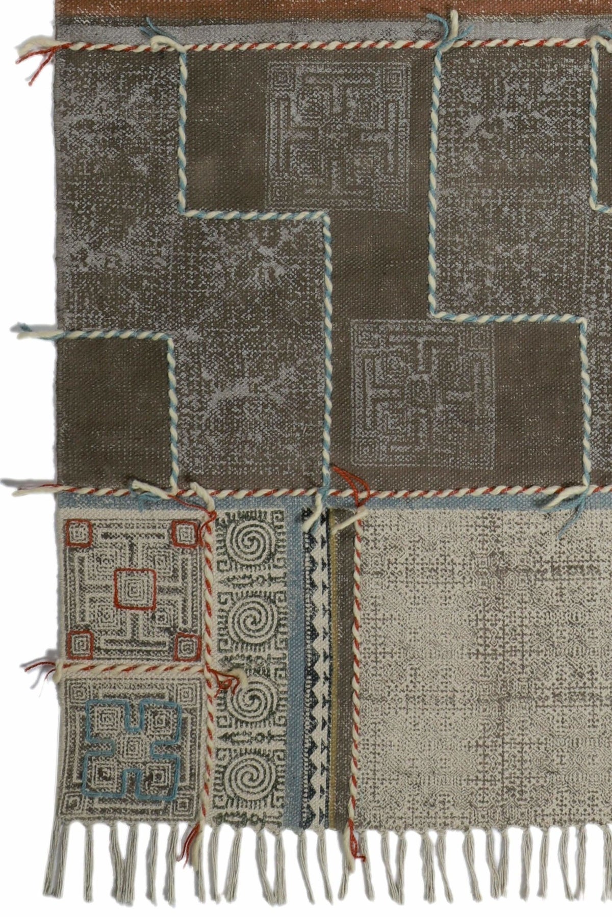 Deoli Block-Printed Cotton Dhurrie Rug in Dark Brown — Art Avenue