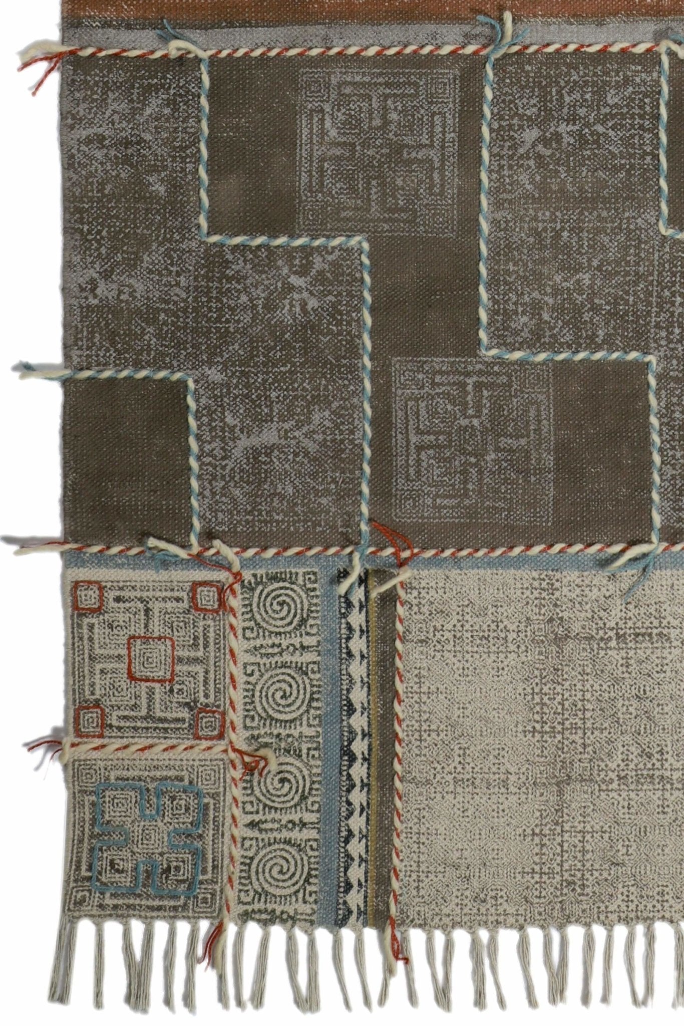 Deoli Block-Printed Cotton Dhurrie Rug in Dark Brown — Art Avenue