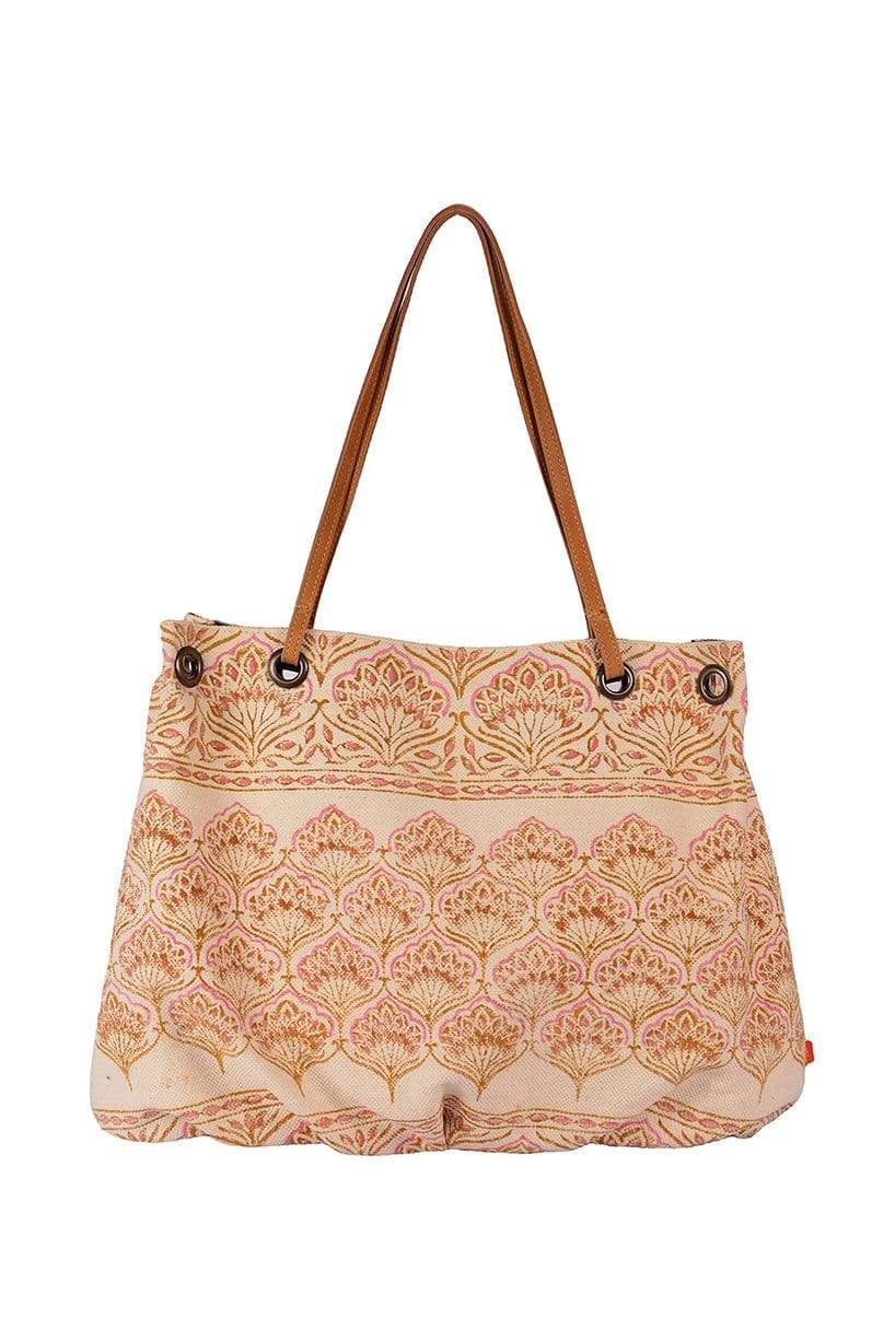 Dominica block-printed handbag, side view — Art Avenue