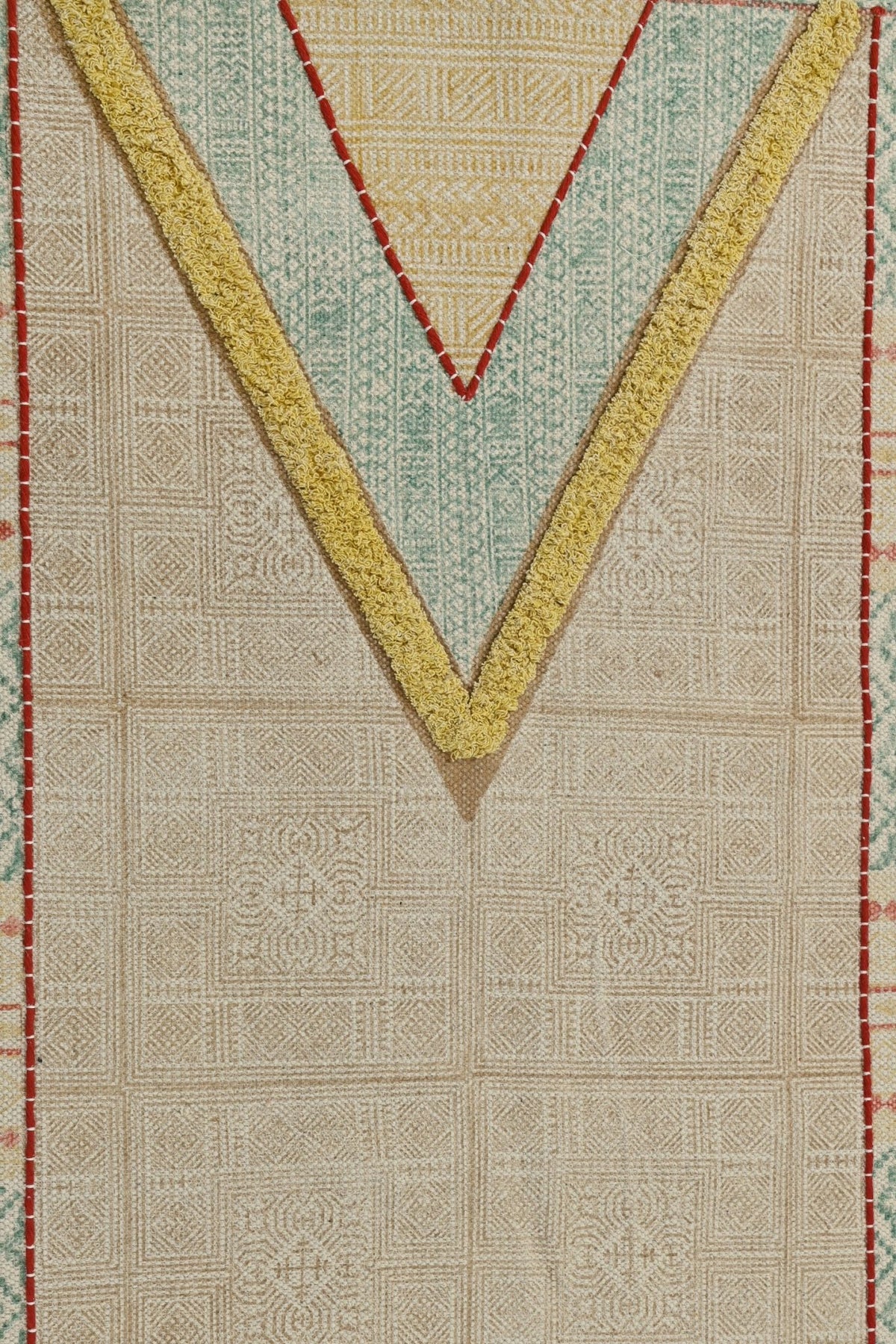 Ganges Block-Printed Cotton Dhurrie Rug in Green & Yellow — Art Avenue