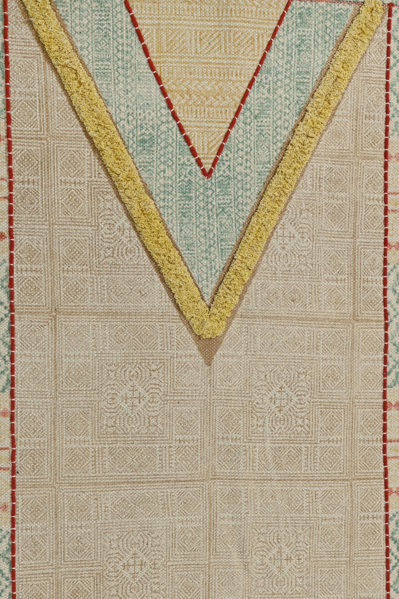 Ganges Block-Printed Cotton Dhurrie Rug in Green & Yellow — Art Avenue