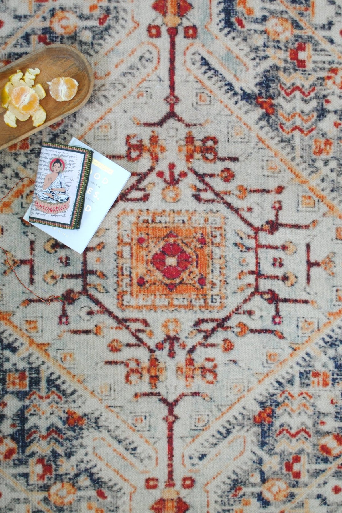 Hydrangea cotton rug lifestyle — Art Avenue Jaipur