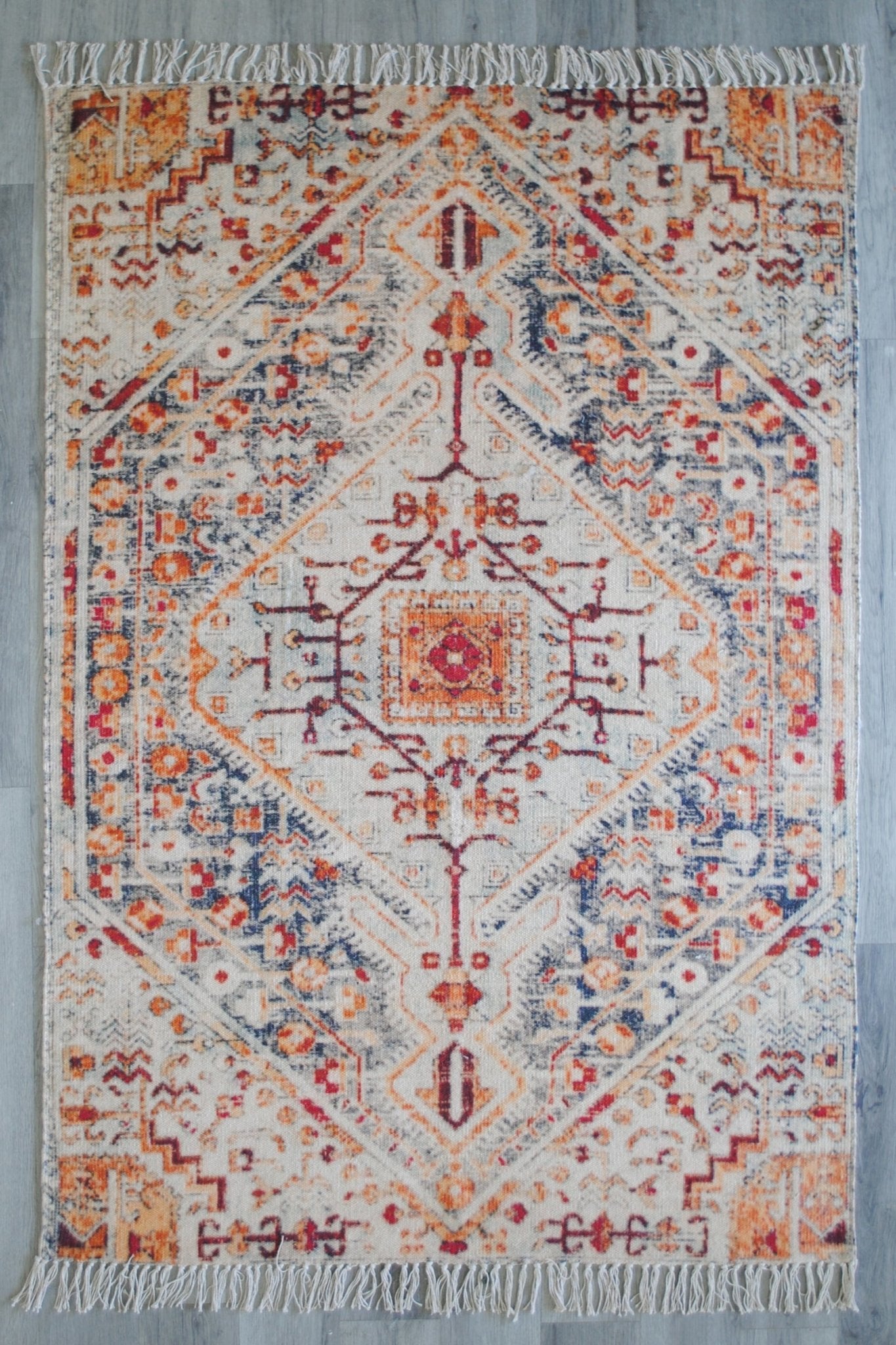 Hydrangea block-printed rug multiple sizes — Art Avenue India