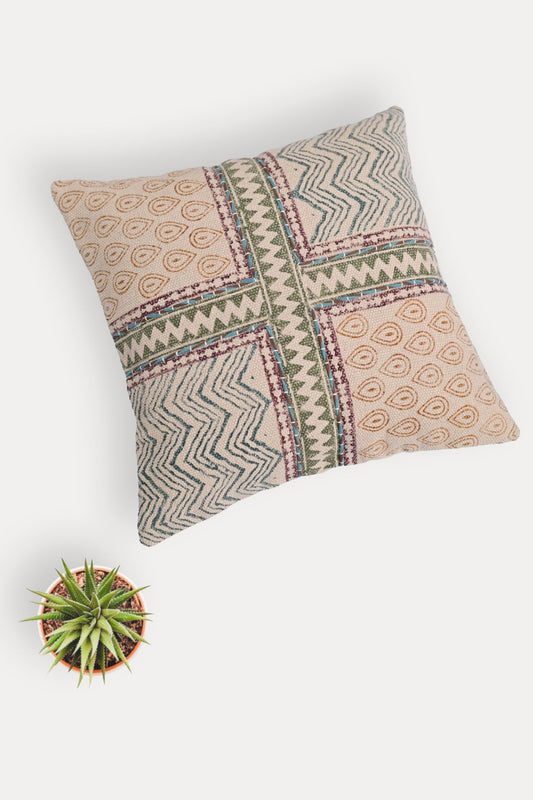 KAMAN - SQUARE CUSHION COVER - BEIGE - ART AVENUE