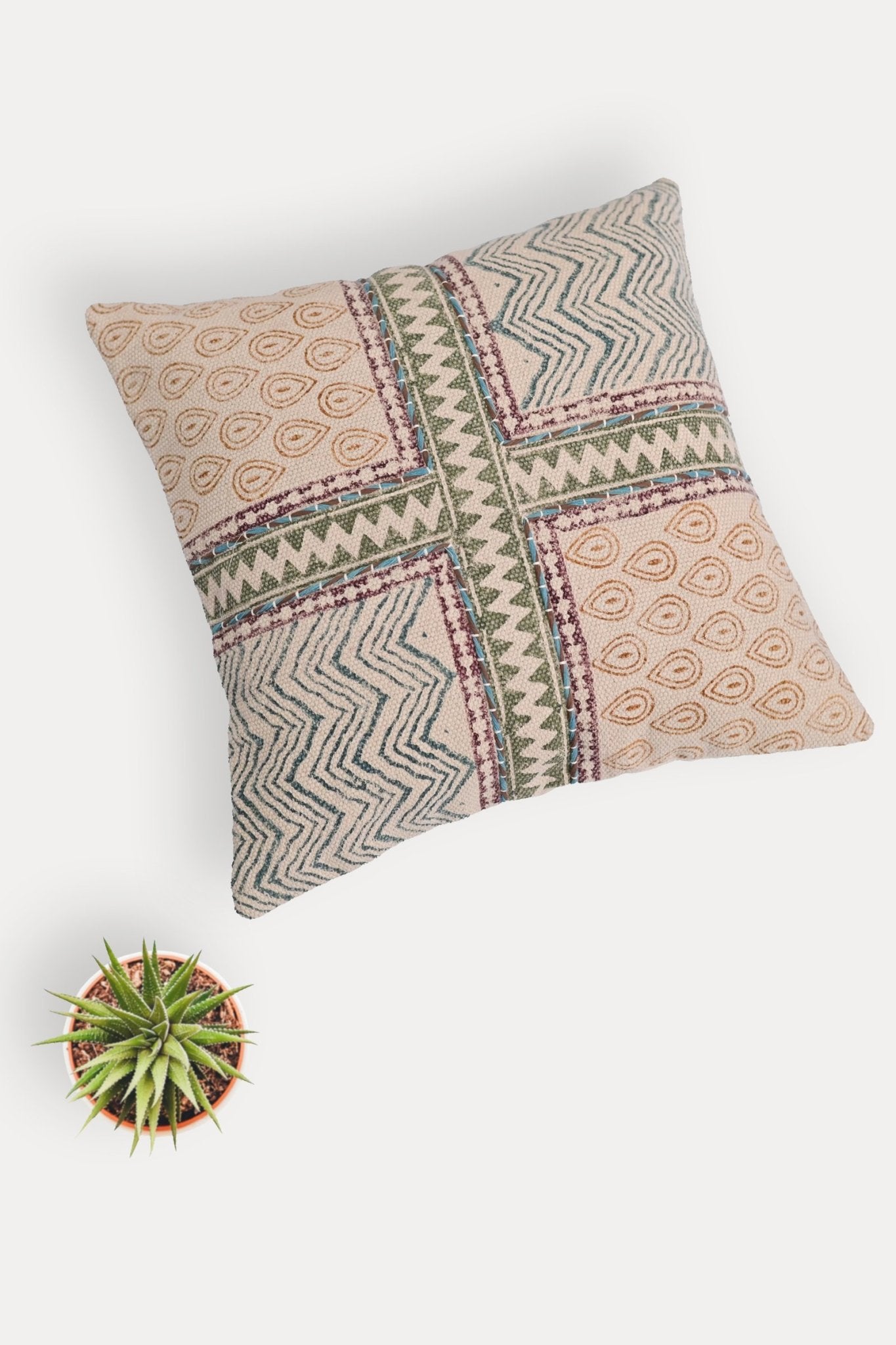 KAMAN - SQUARE CUSHION COVER - BEIGE - ART AVENUE
