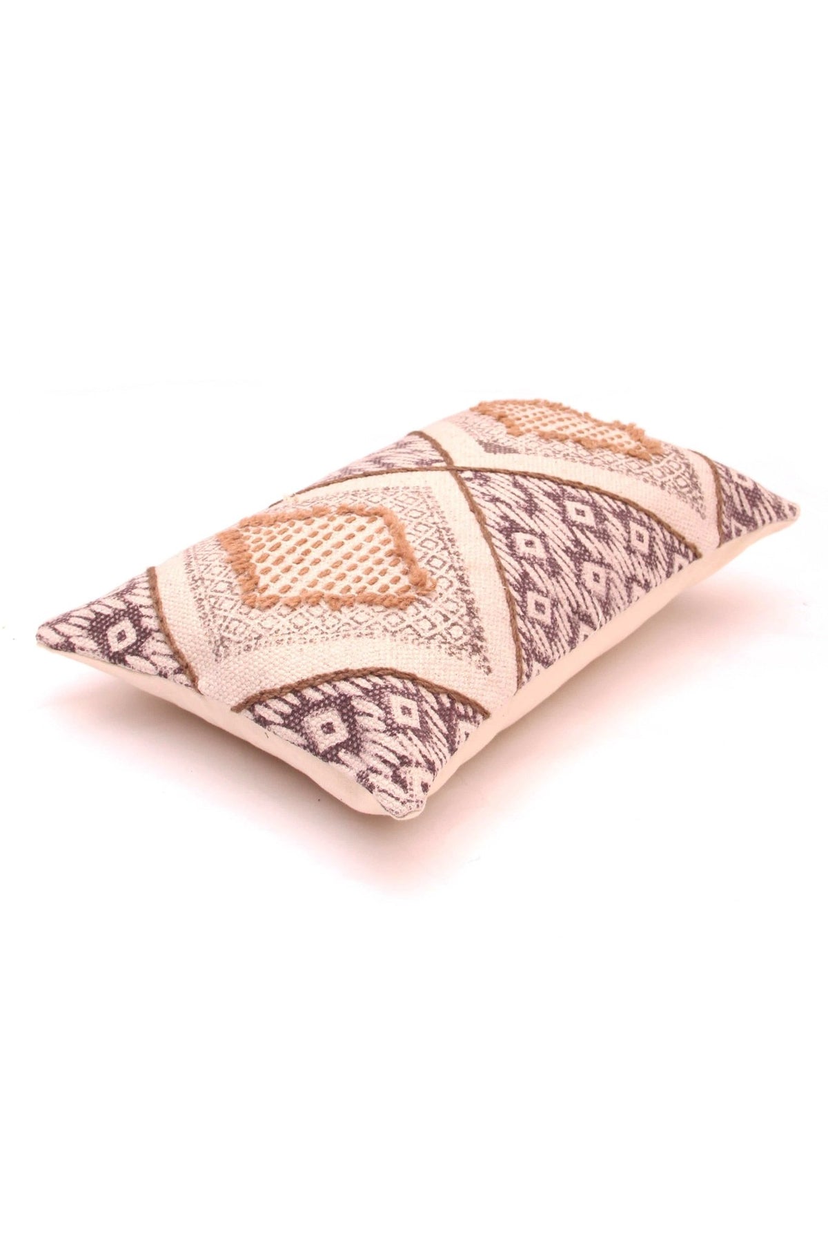 Detail of block-print embroidery on lumbar cushion cover — Art Avenue