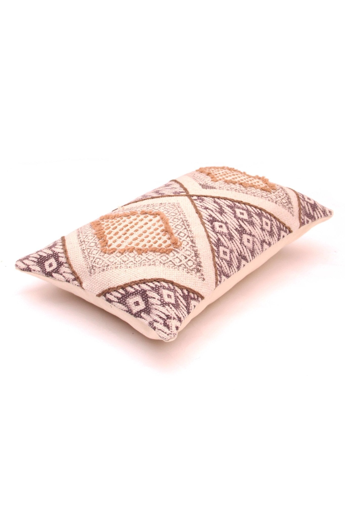 Detail of block-print embroidery on lumbar cushion cover — Art Avenue