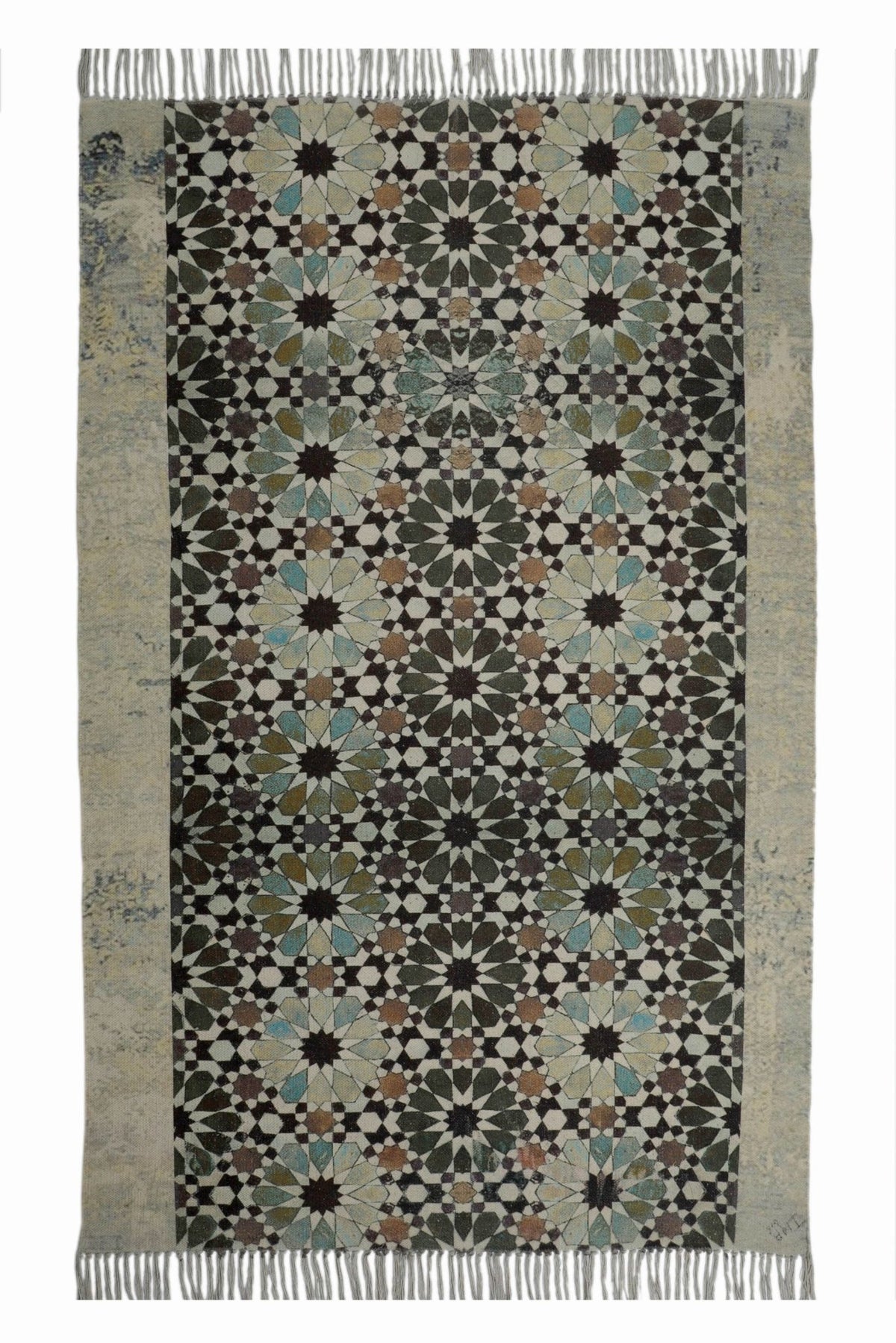 Kolvi block-printed rug room setting — Art Avenue India