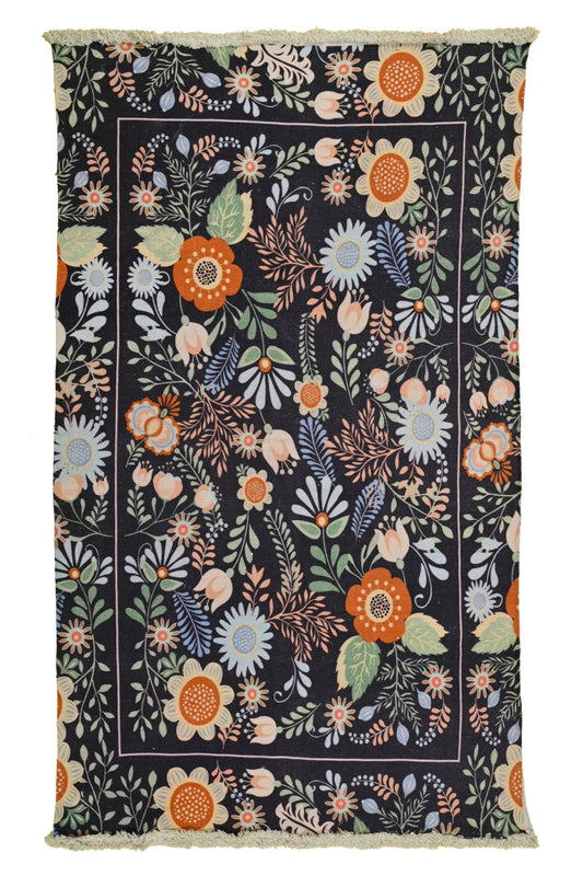 Laser block-printed cotton rug — handmade in Jaipur