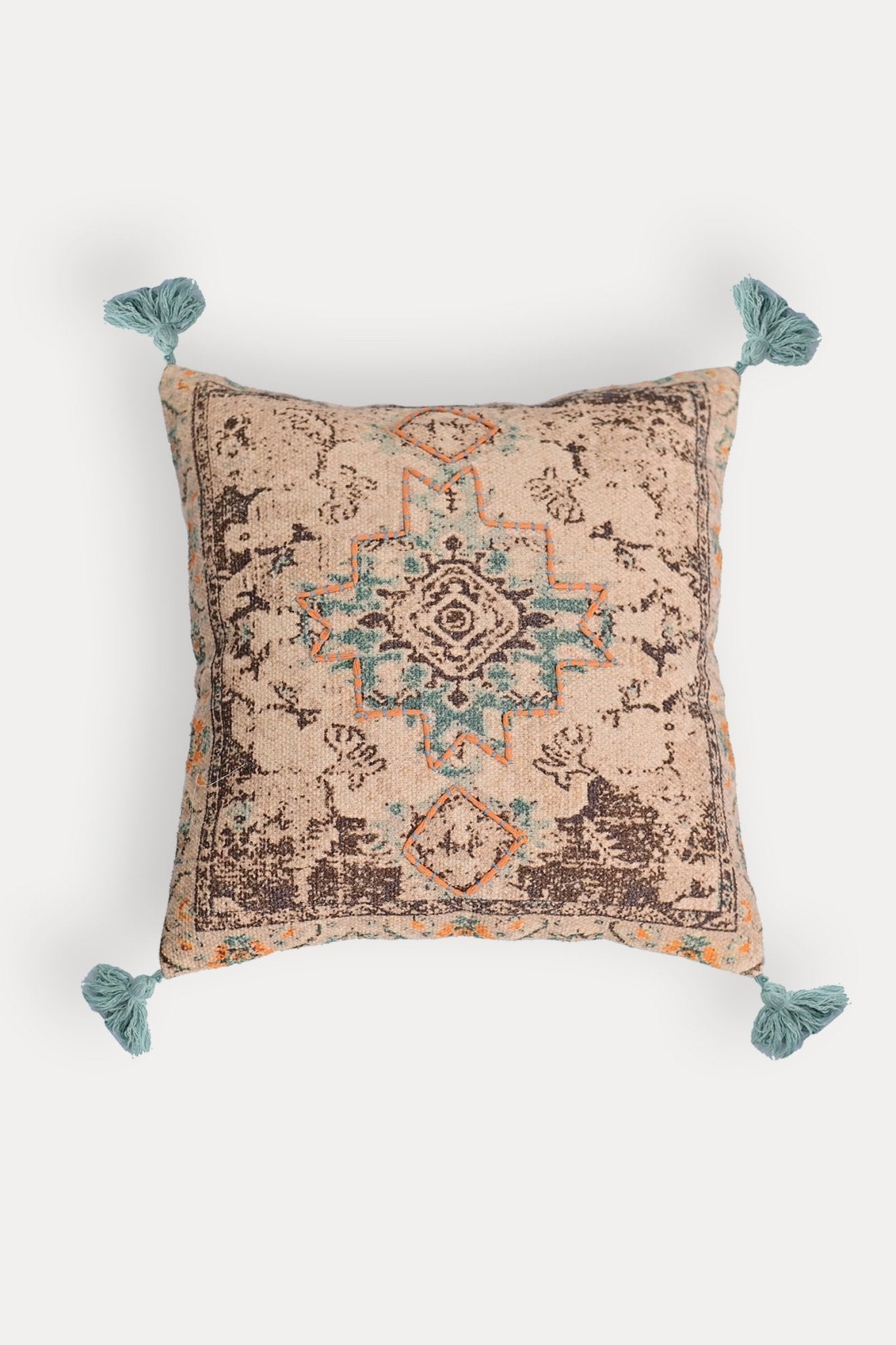 Printed square cushion on sofa — Art Avenue