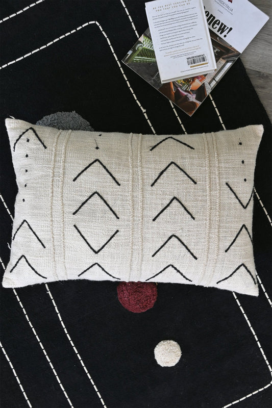 Louis Hand-Embroidered Lumbar Cushion Cover — Black — Art Avenue