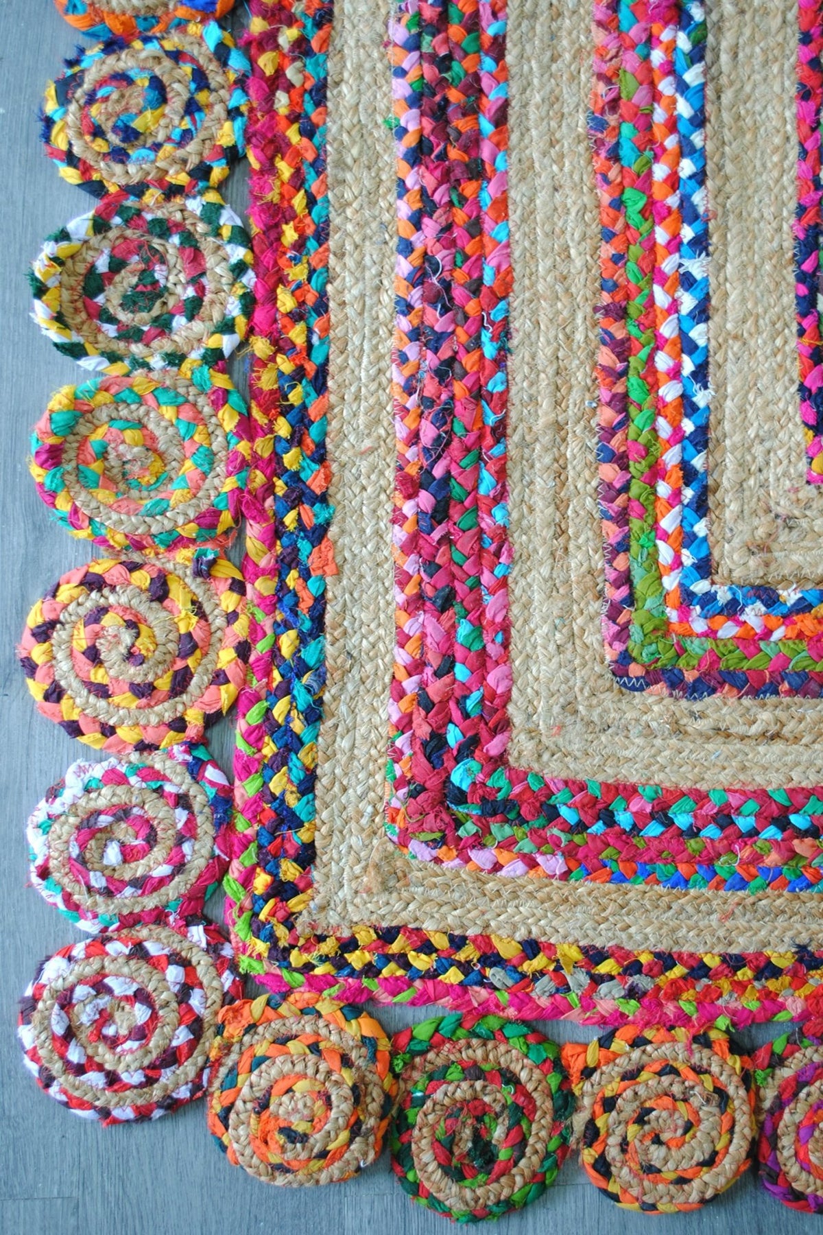 Maze braided recycled chindi rug — detail — Art Avenue