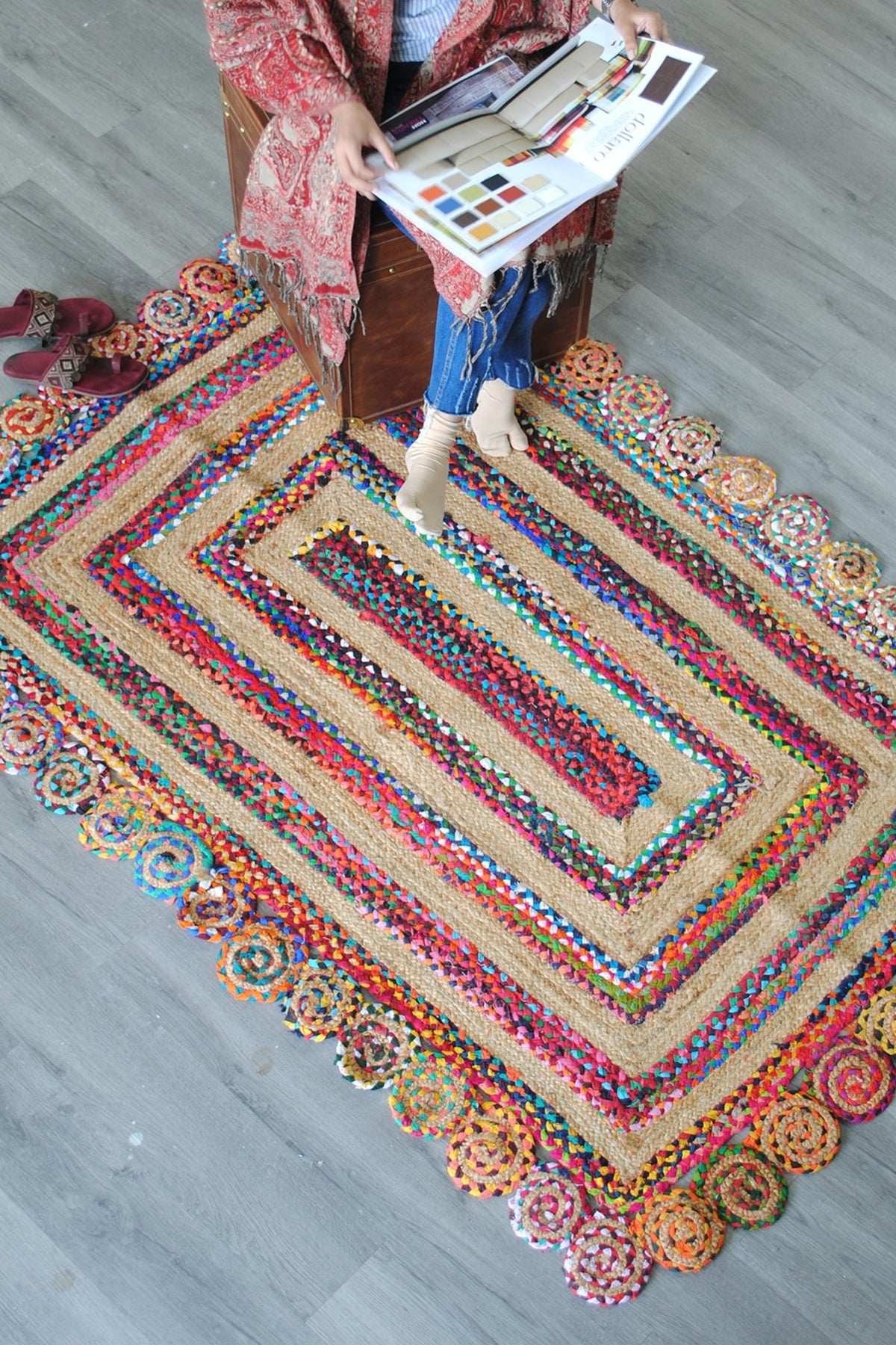 Maze braided recycled chindi rug — Art Avenue