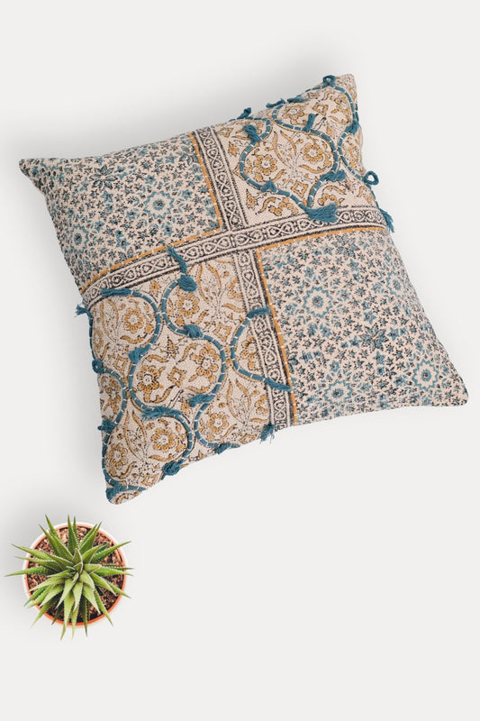 NEER- SQUARE CUSHION COVER - YELLOW - ART AVENUE