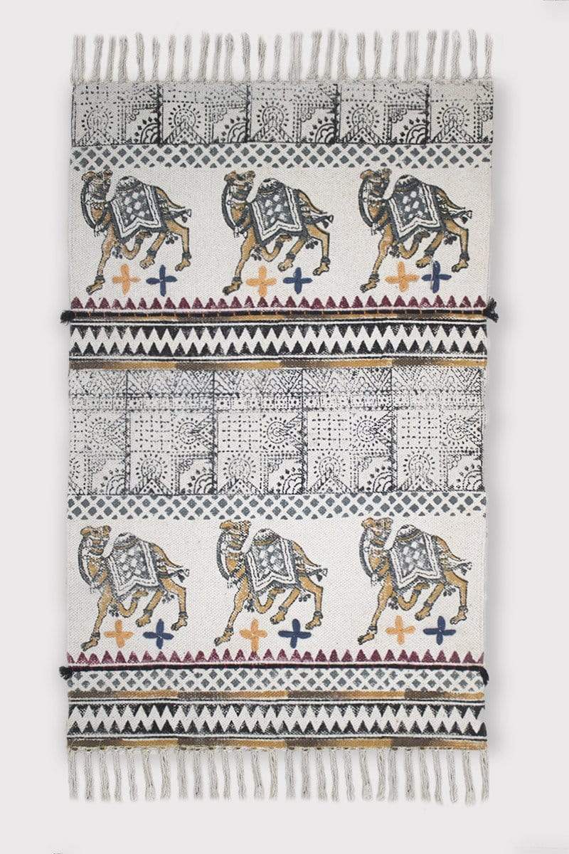 Old Desert embroidered rug room setting — Art Avenue