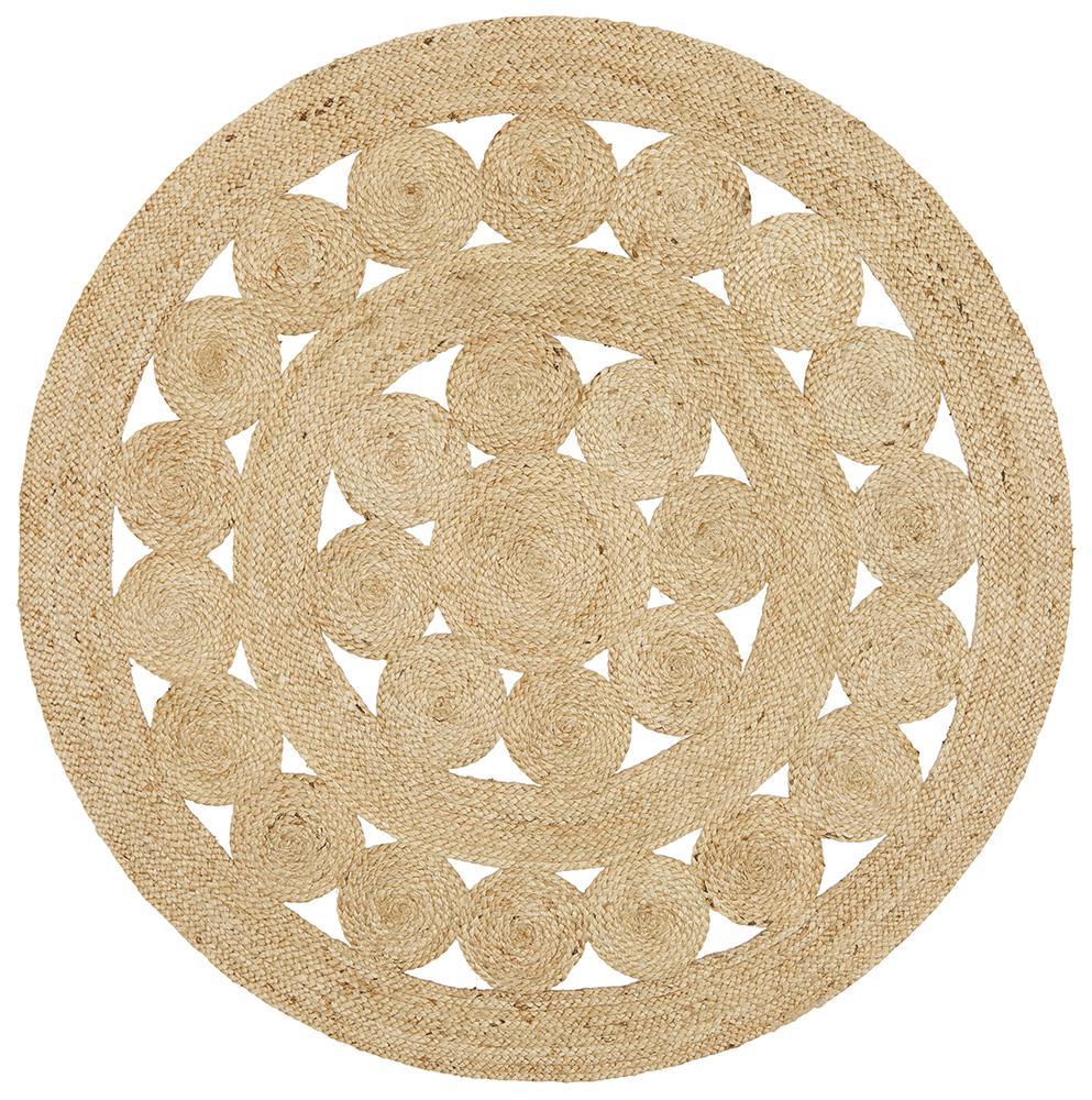 Brenda round jute rug room setting — Art Avenue India