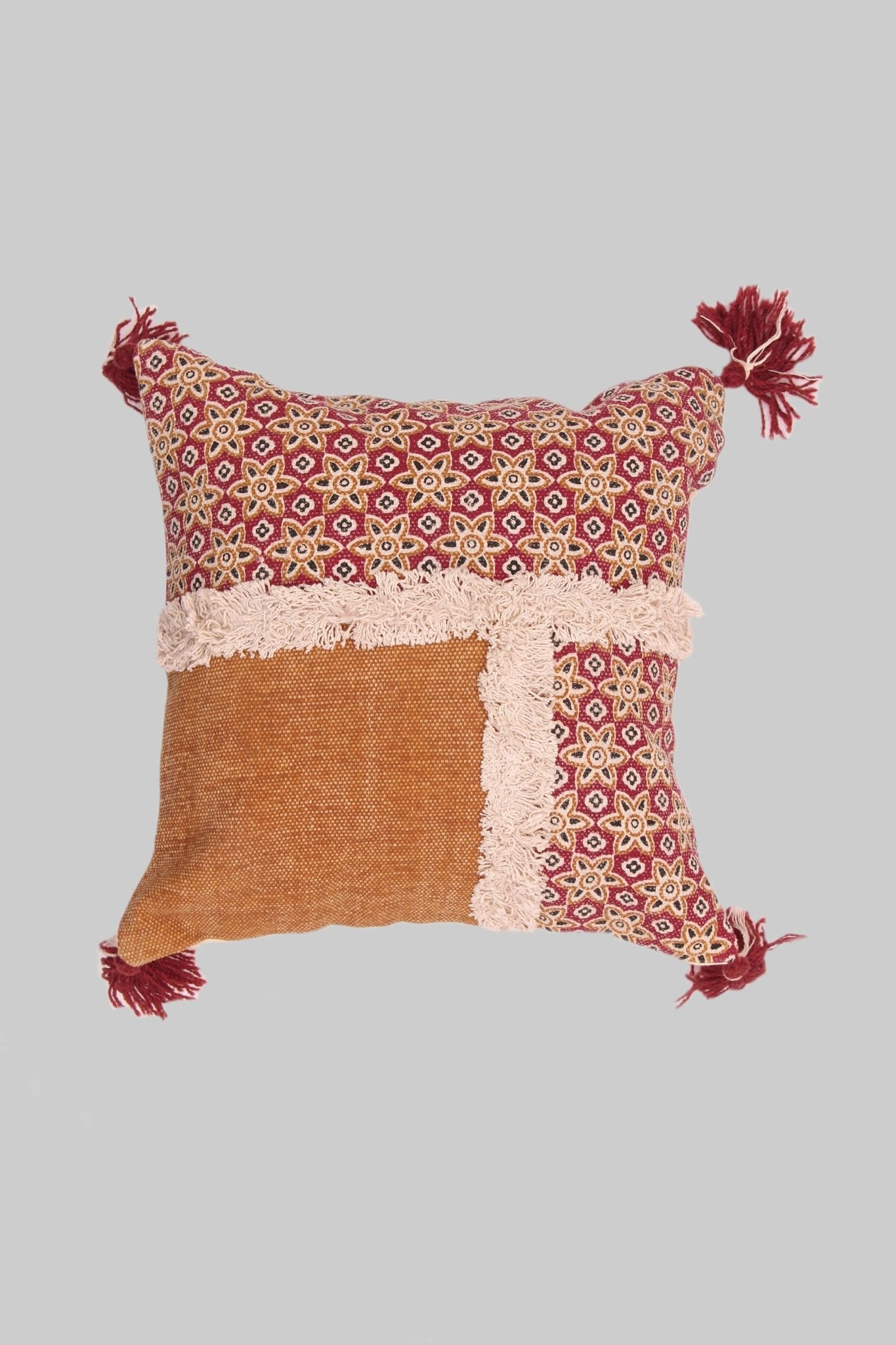 ROUGH - SQUARE CUSHION COVER -MAROON - ART AVENUE