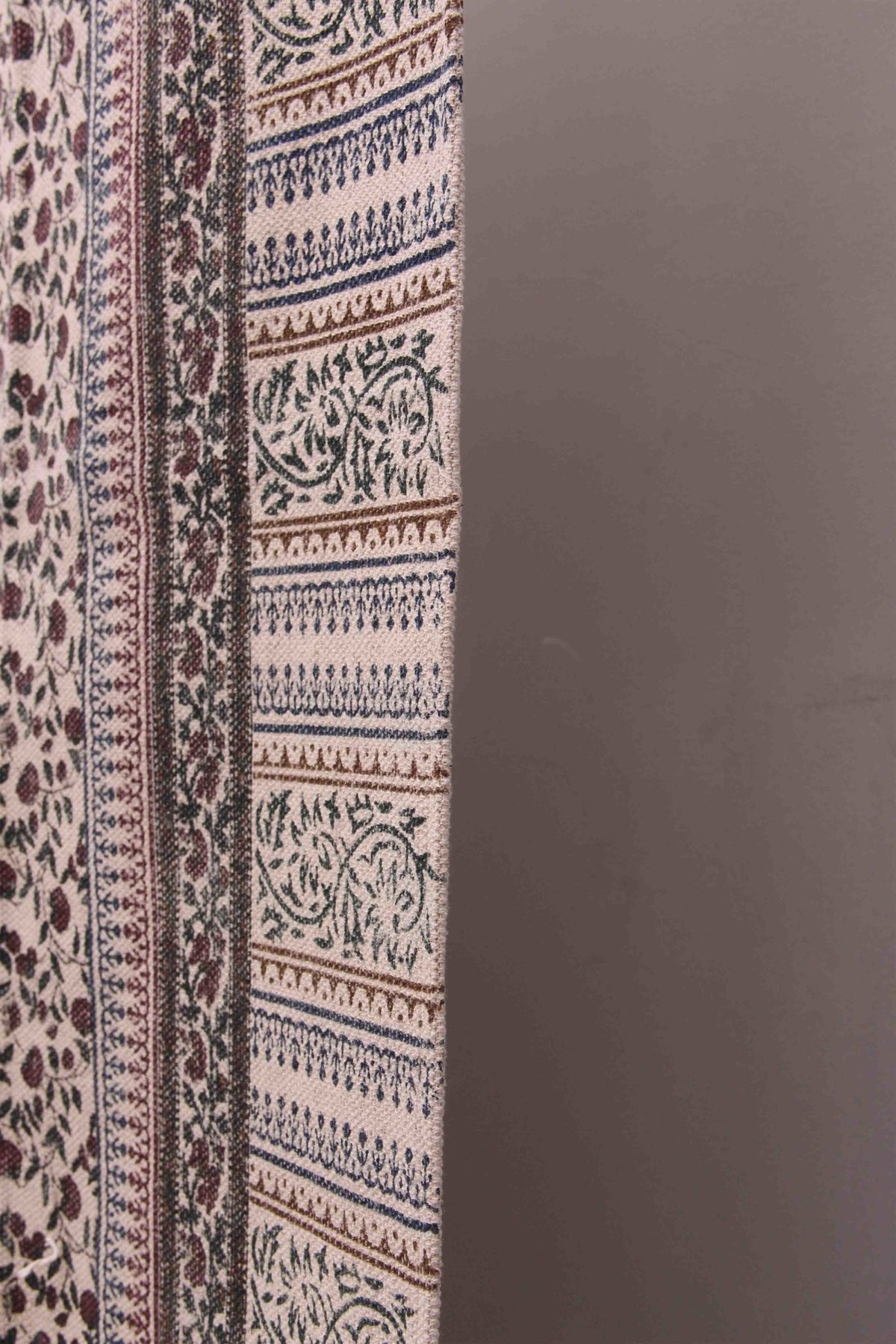 Sandalwood Block-Printed Cotton Dhurrie Rug — overhead view — Art Avenue