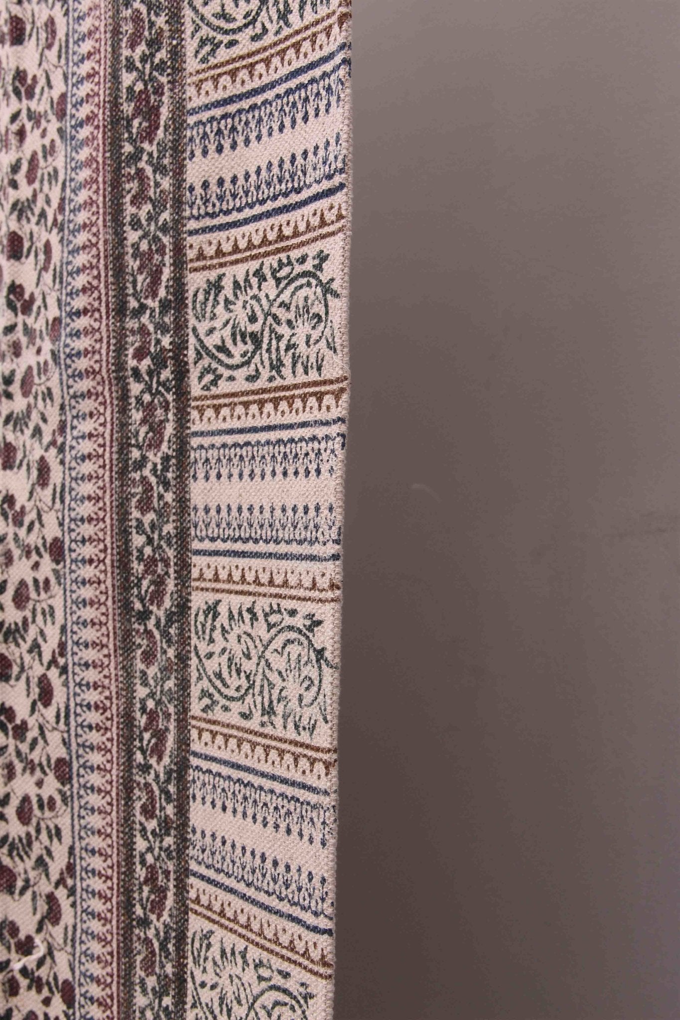 Sandalwood Block-Printed Cotton Dhurrie Rug — overhead view — Art Avenue