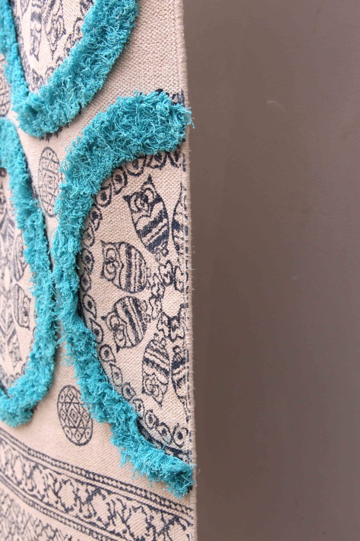 Secret Block-Printed Cotton Dhurrie Rug in Blue — Art Avenue